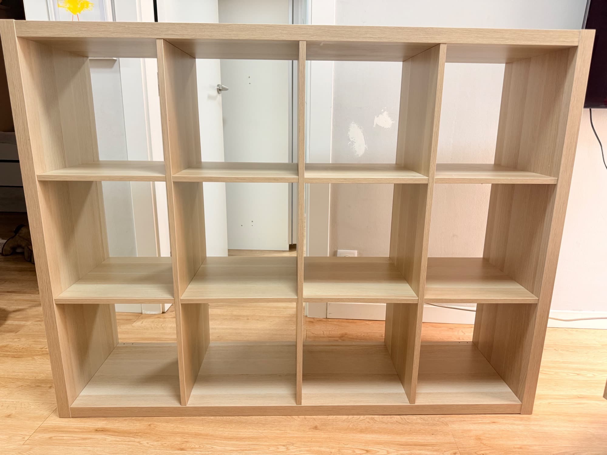 KALLAX shelving unit, white stained oak effect, 147x147 cm