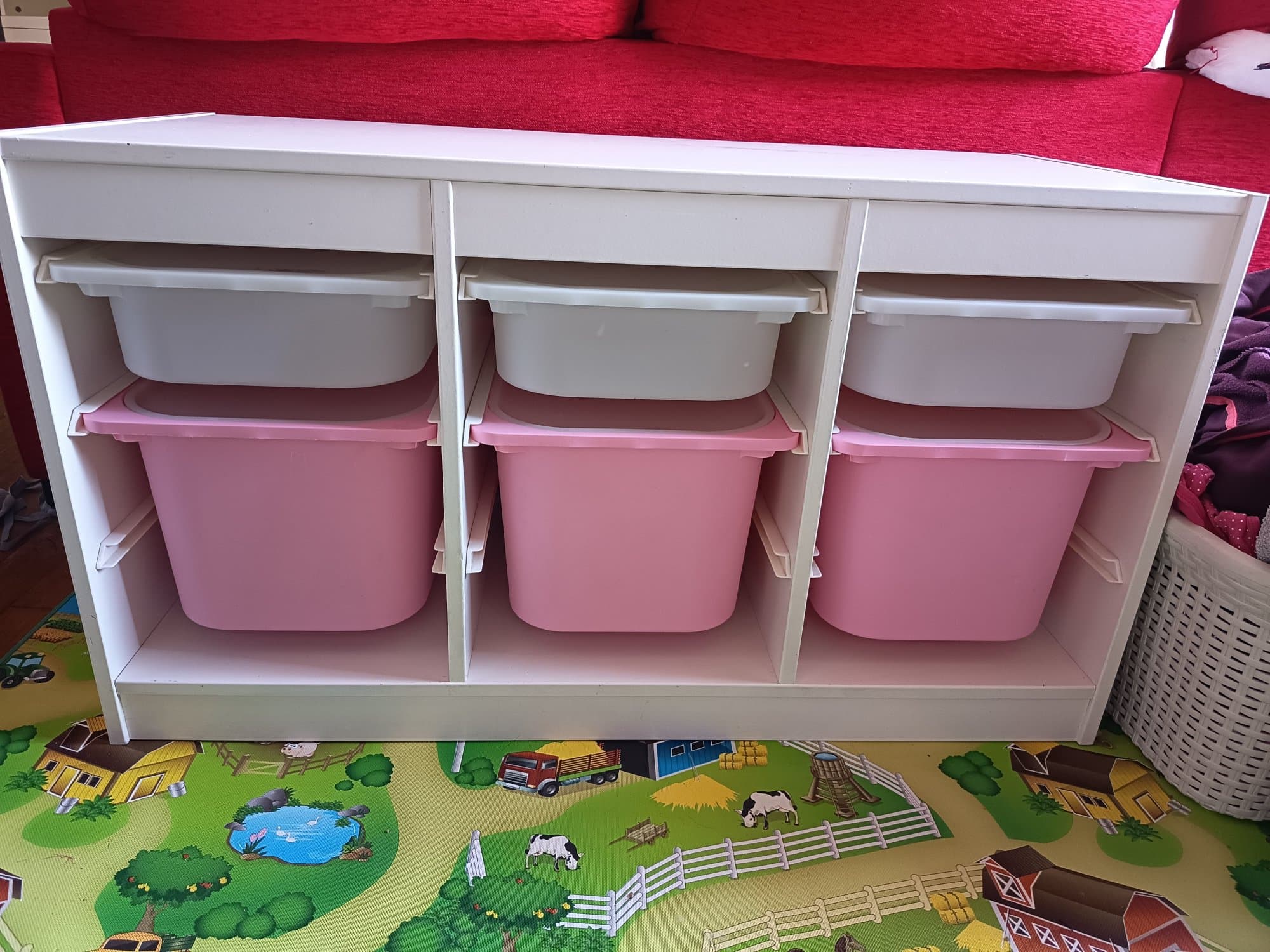 TROFAST combinación de almacenaxe con caixa, branco/branco, 99x44x56 cm