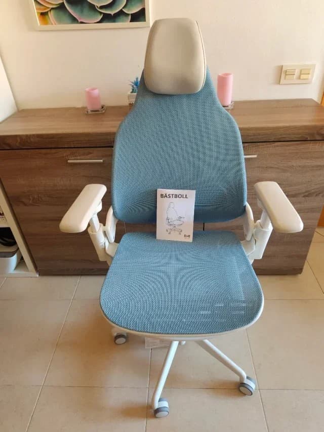 BÄSTBOLL cadira gaming, blau/Mjuk gris clar