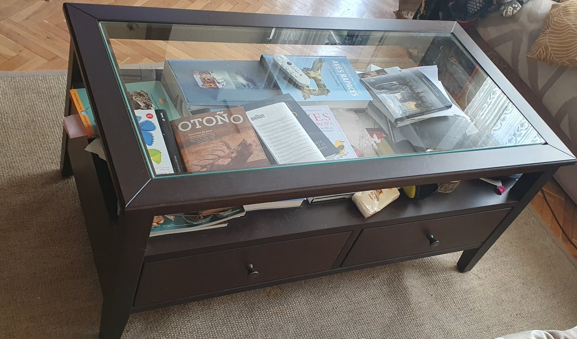 IDANÄS coffee table, dark brown stained, 107x55 cm