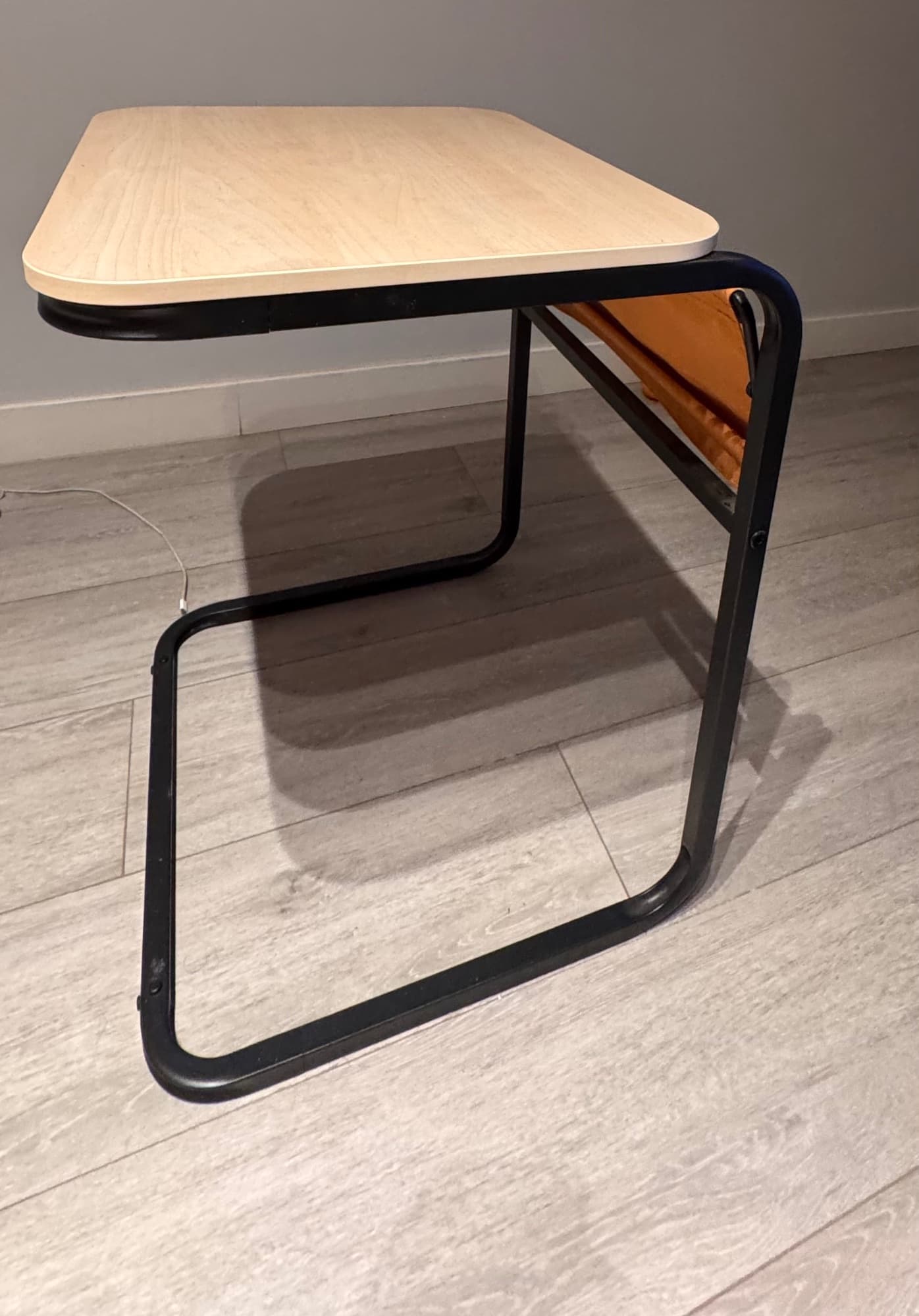 OLSERÖD side table, anthracite/birch effect dark yellow, 53x50 cm