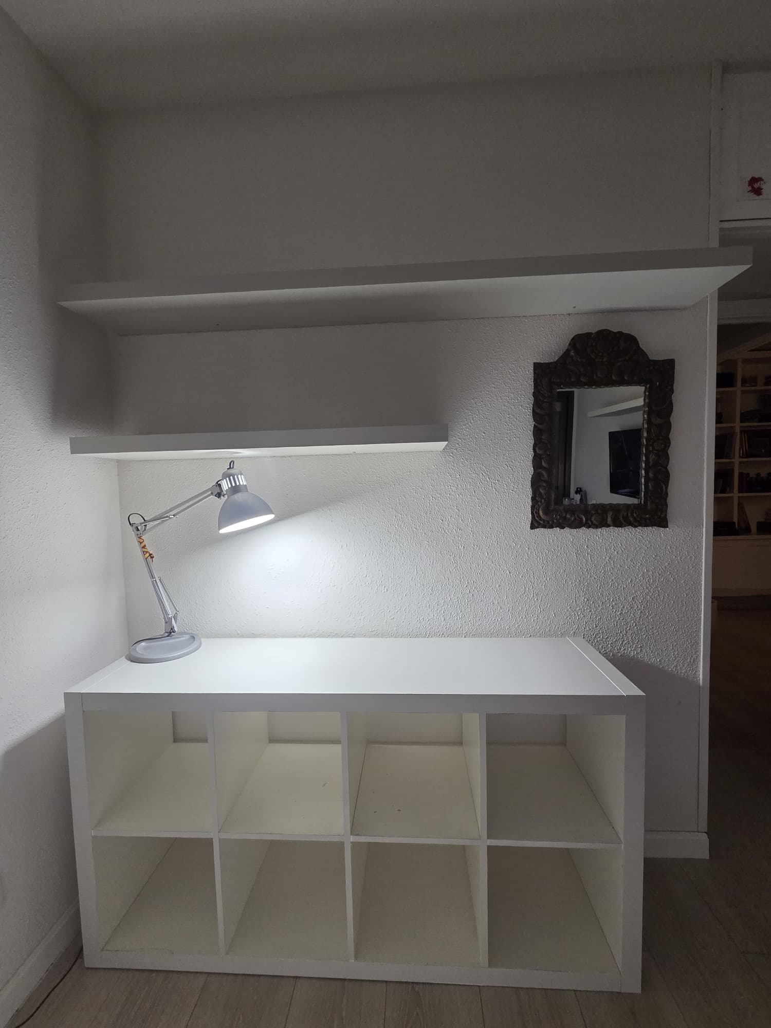 KALLAX estante, con 2 engadidos para andel/branco, 147x77 cm