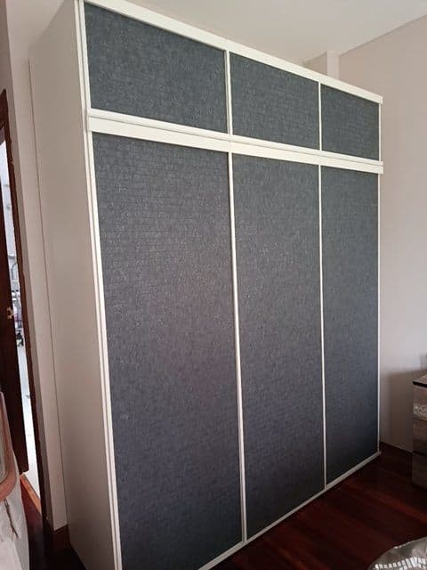 PLATSA wardrobe with 6 sliding doors, white Larkollen/dark grey, 180x57x221 cm