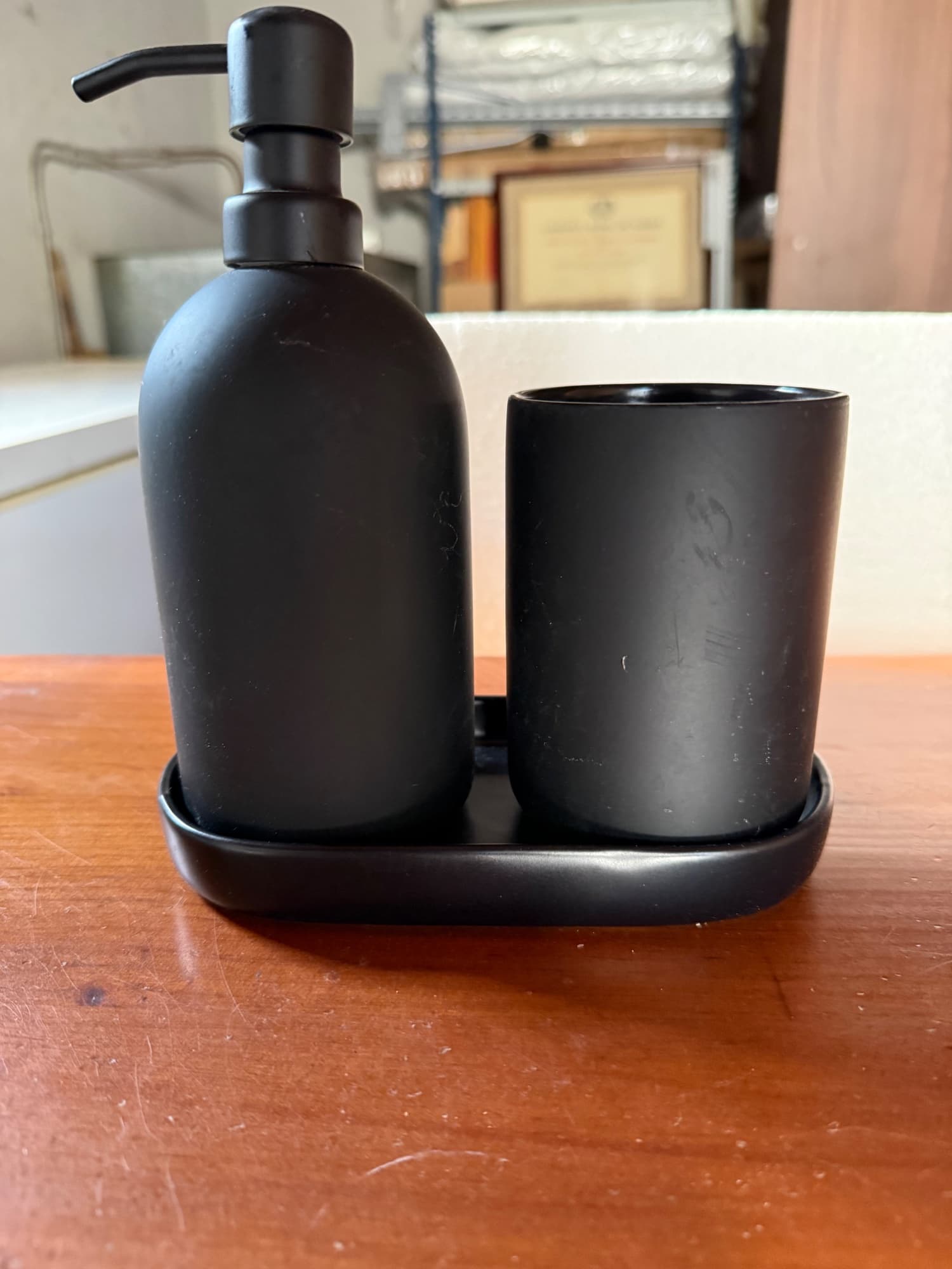 GANSJÖN xogo para baño 3 pezas, negro