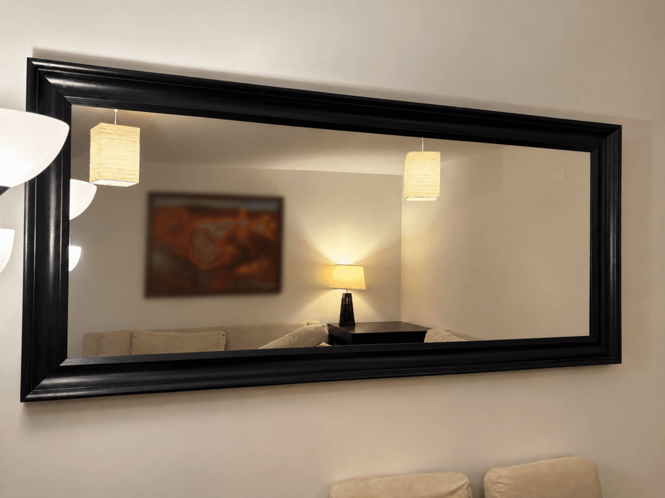 HEMNES espello, negro-marrón