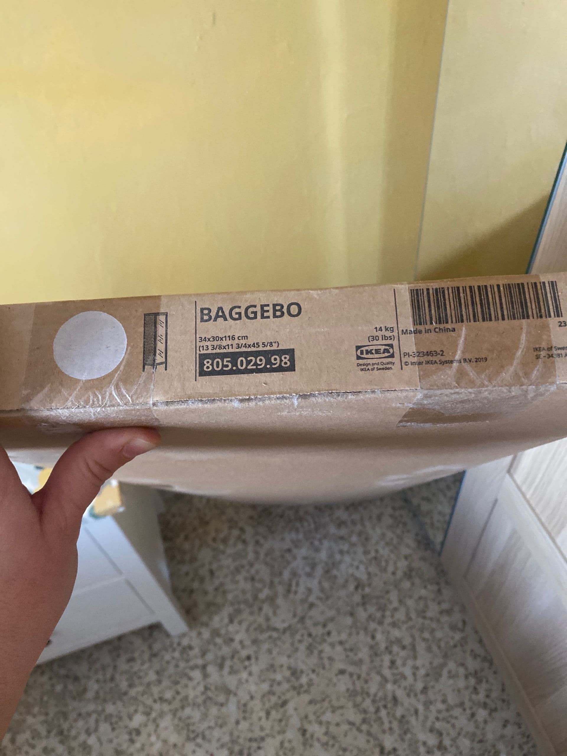BAGGEBO vitrina, metal/branco, 34x30x116 cm