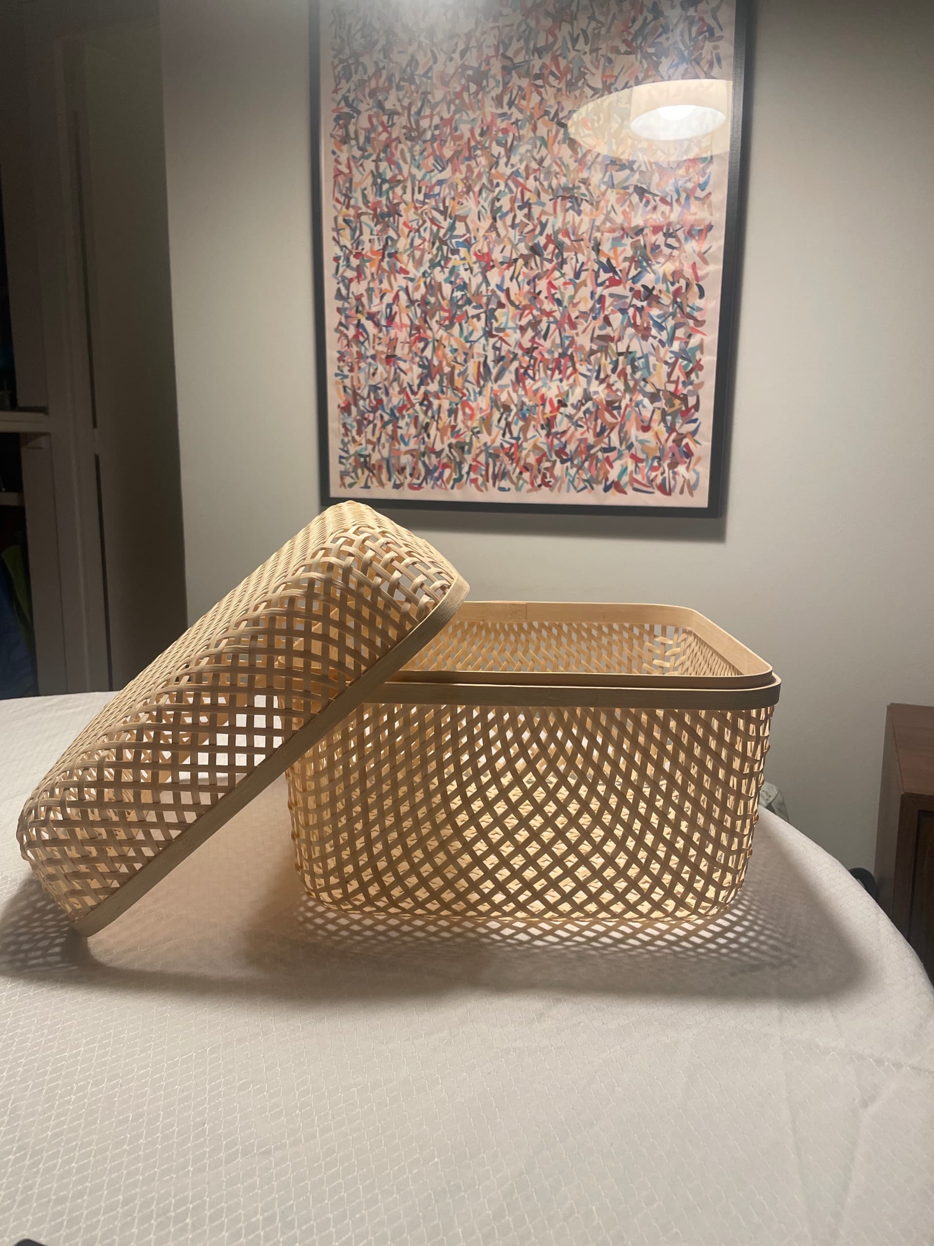 SMARRA caja con tapa, natural, 30x30x23 cm