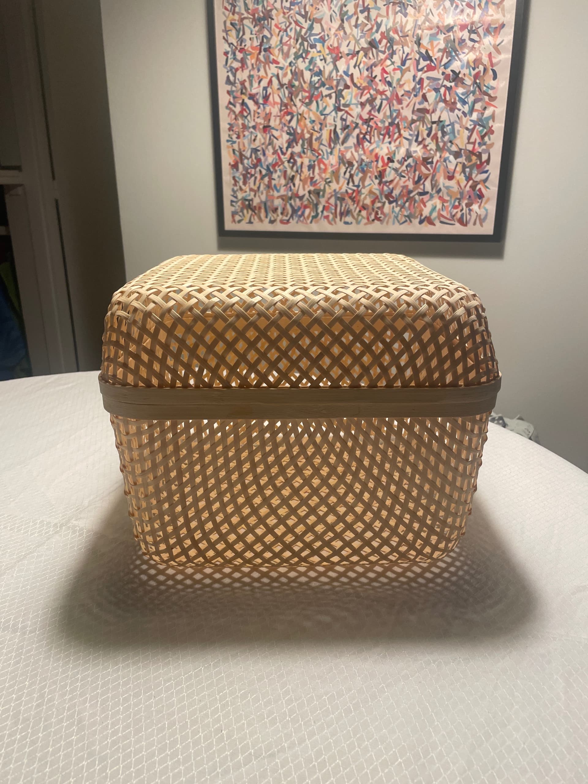 SMARRA caja con tapa, natural, 30x30x23 cm