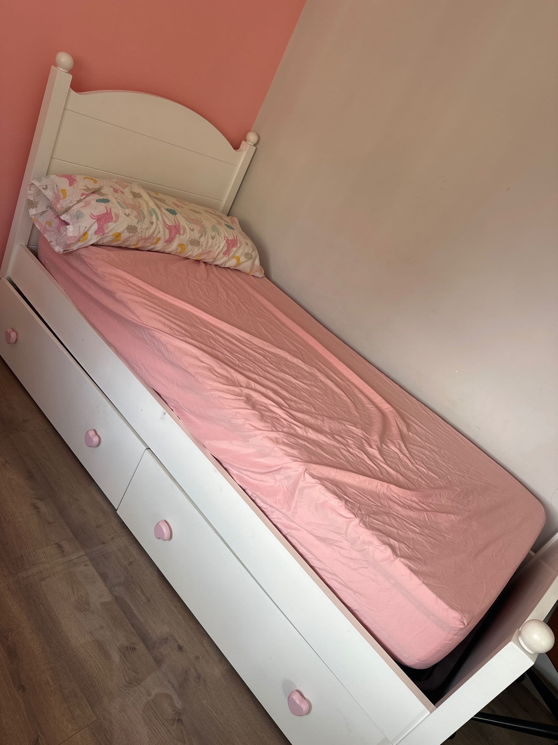 SMYGA estructura de cama con almacenaje, gris claro, 90x200 cm