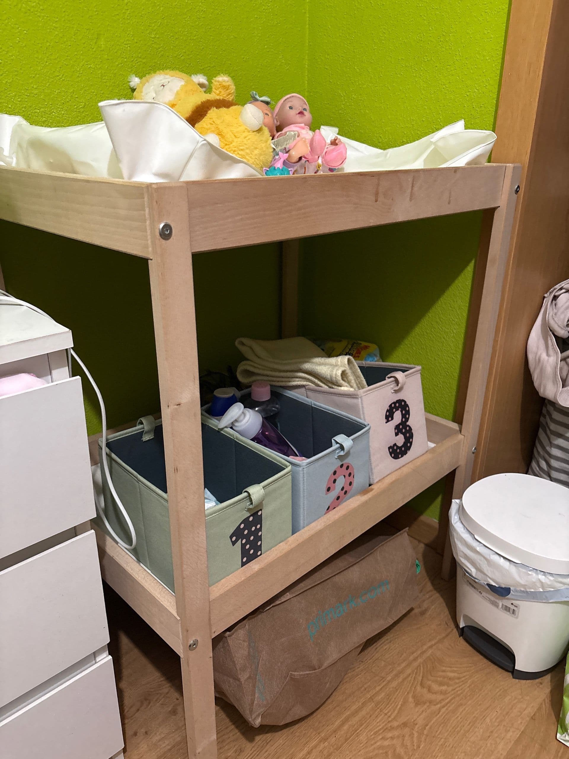 SNIGLAR changing table, beech/white, 53x72x87 cm
