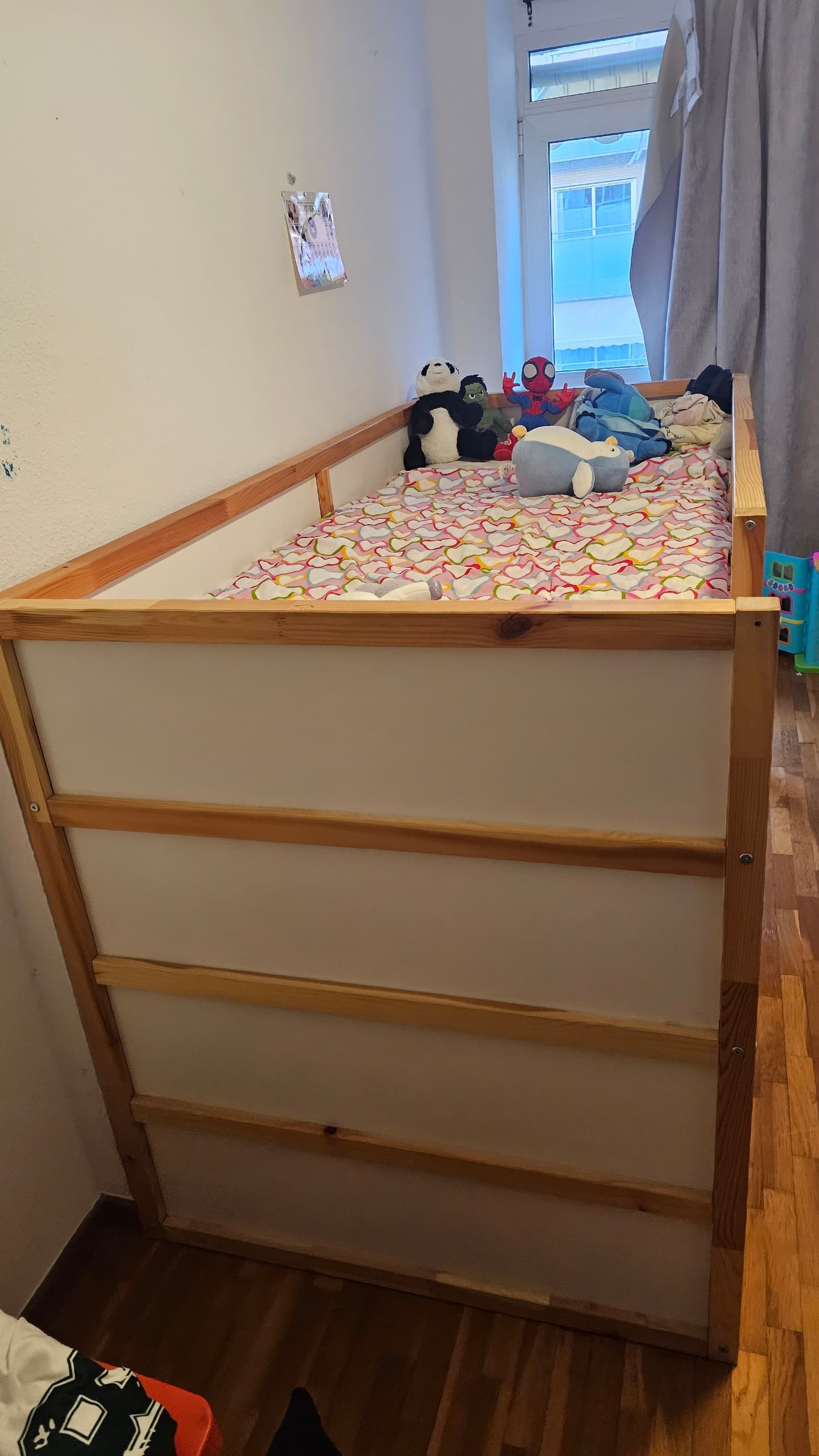 KURA cama reversible, branco/piñeiro, 90x200 cm