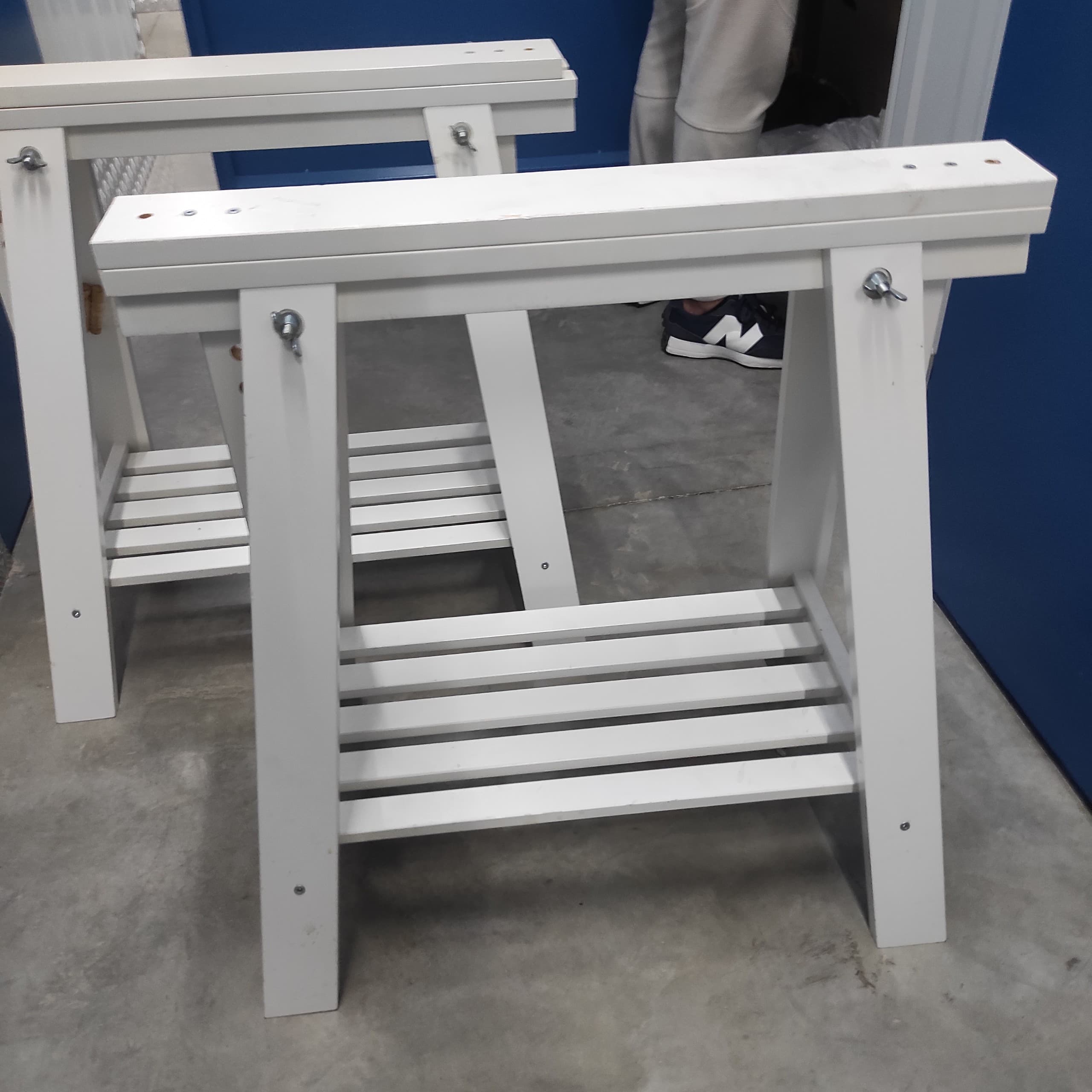 MITTBACK trestle, white solid wood, 58x70/93 cm