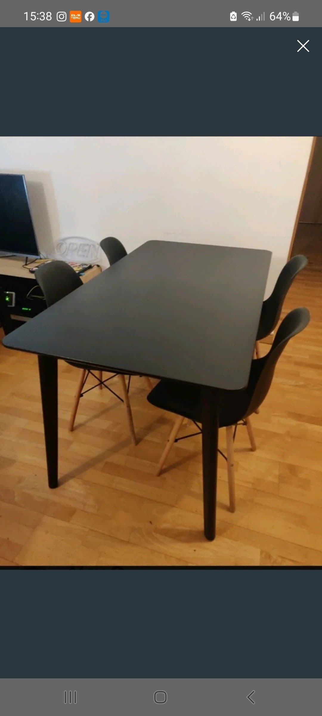 LISABO taula, negre/fullola de freixe, 140x78 cm