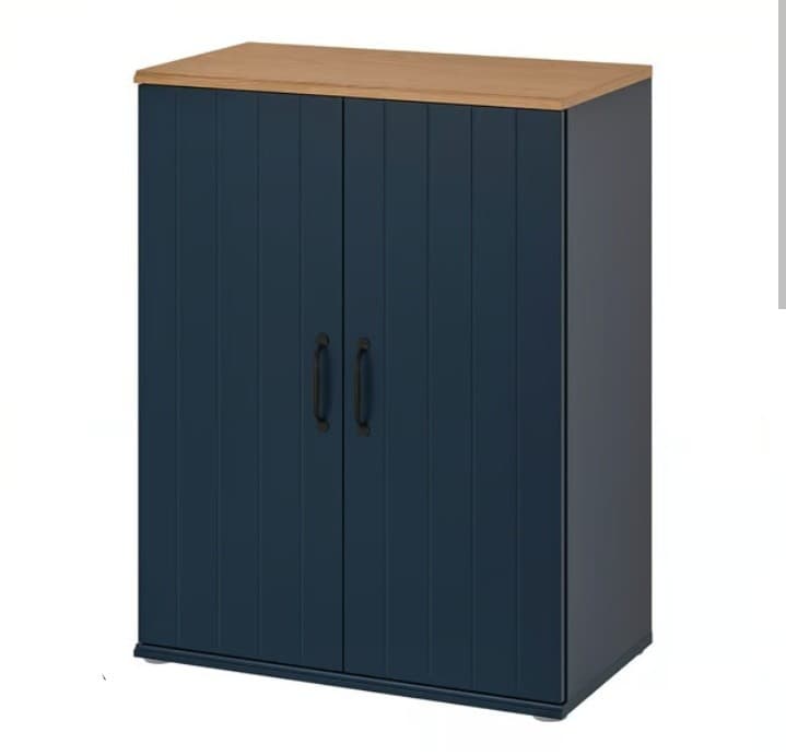 SKRUVBY armari amb portes, negre-blau, 70x90 cm