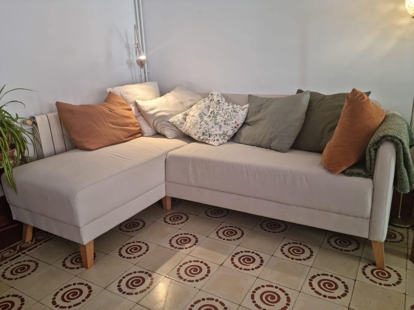 LINANÄS sofà de 3 places, amb chaise longue/Vissle beix