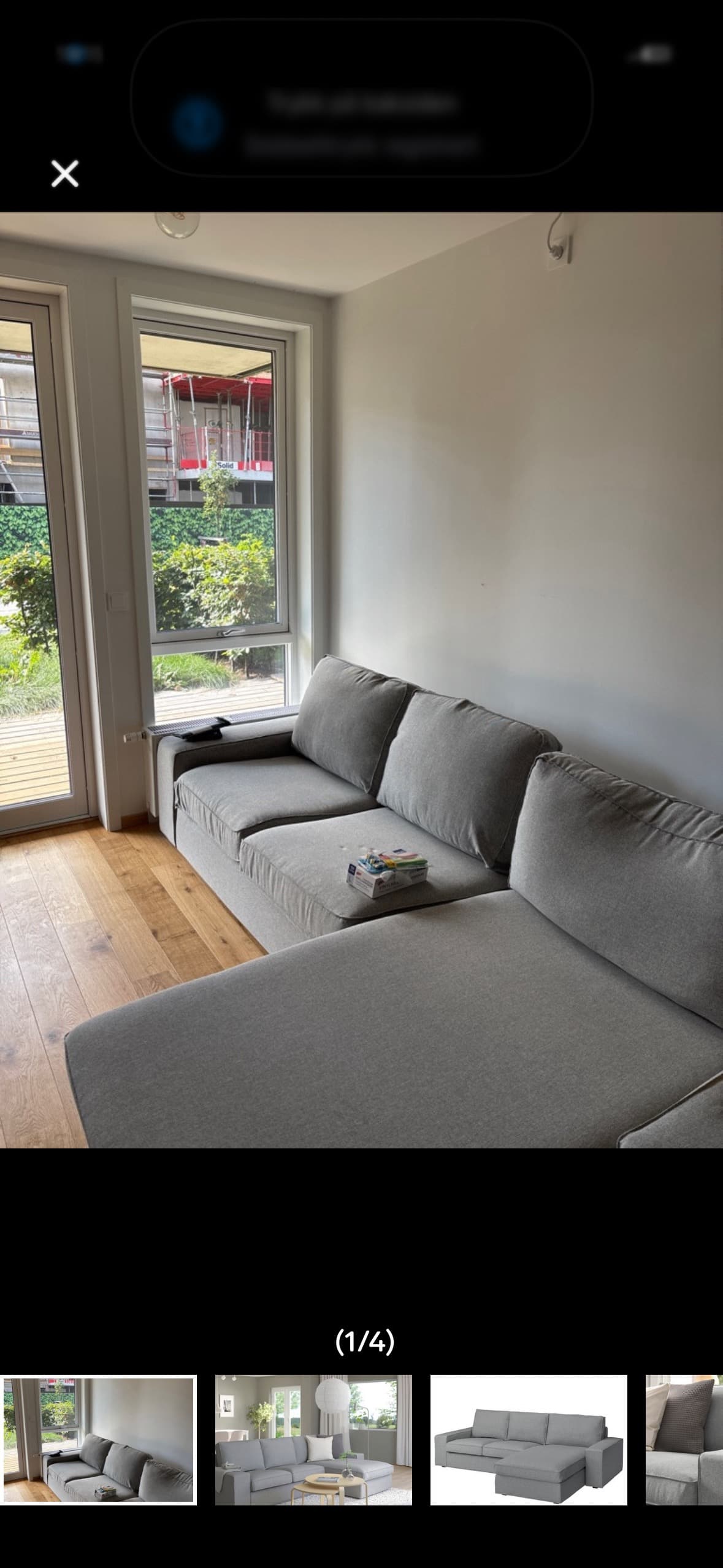 KIVIK 3-seat sofa with chaise longue, Tibbleby beige/grey