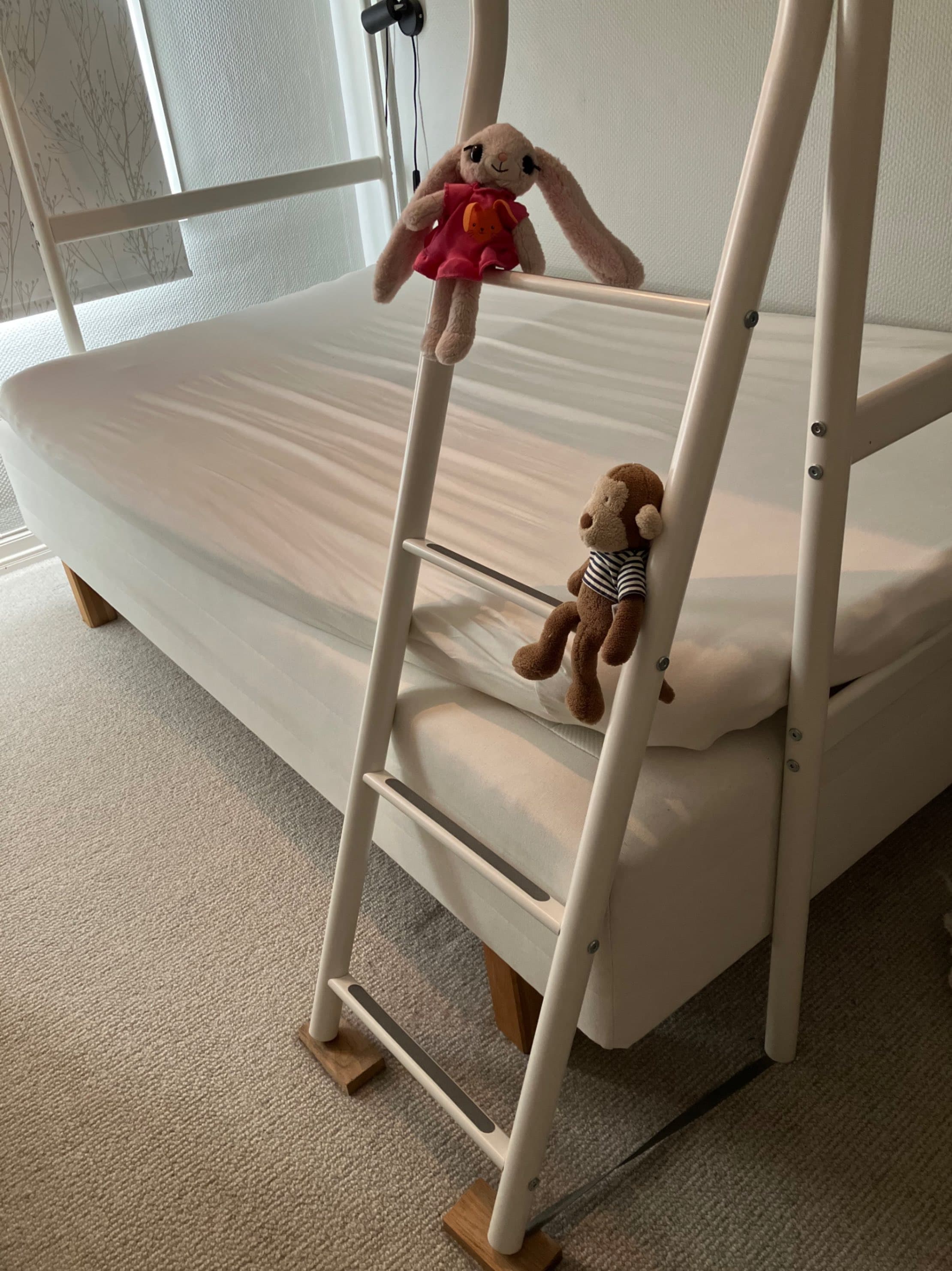VITVAL loft bed frame, white/light grey, 90x200 cm