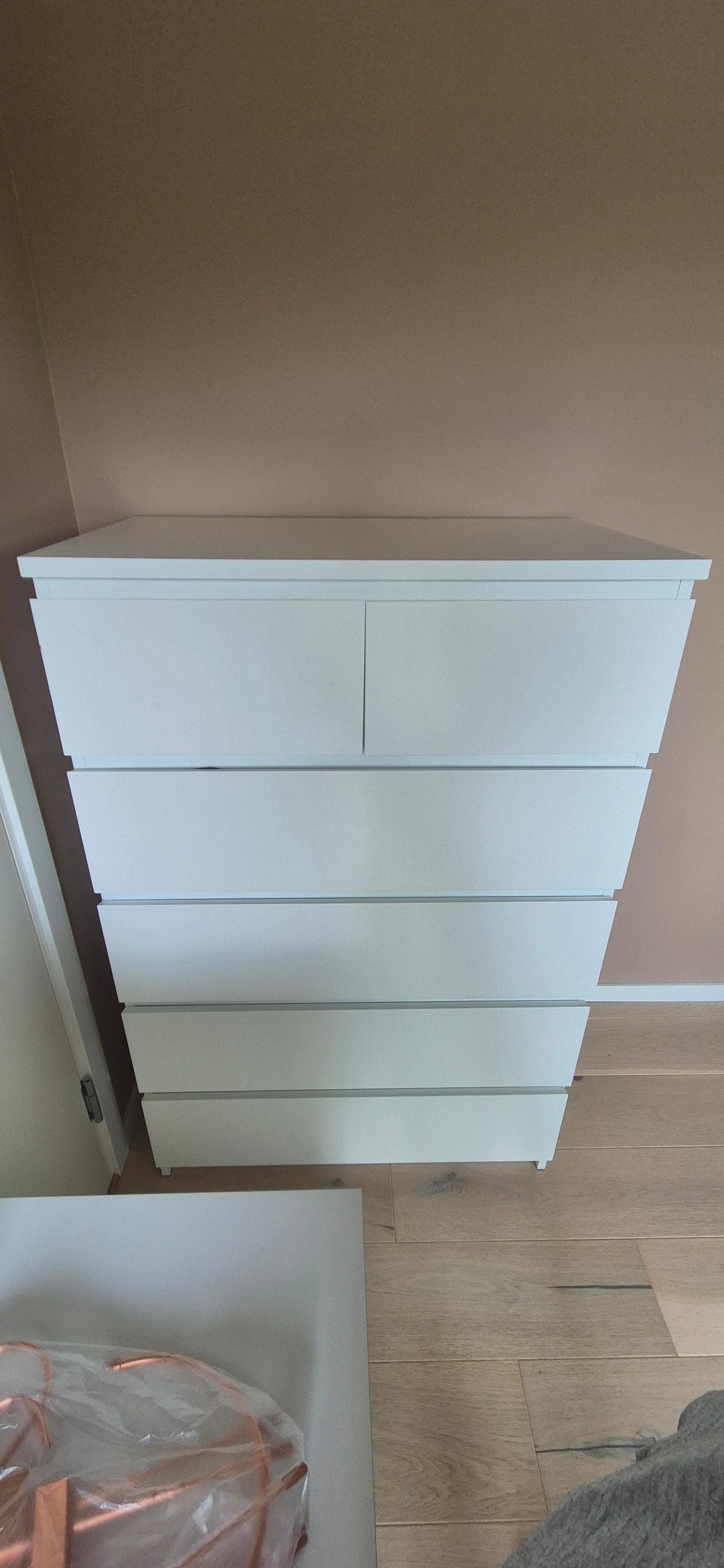 MALM Kommode, 6 skuffer, hvit, 80x123 cm