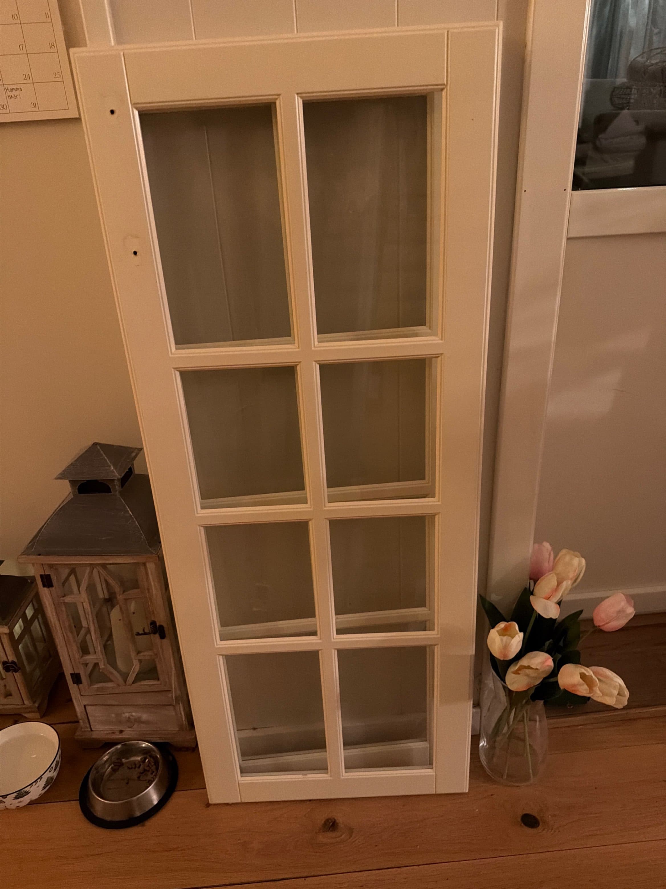 BODBYN glass door, off-white, 40x100 cm