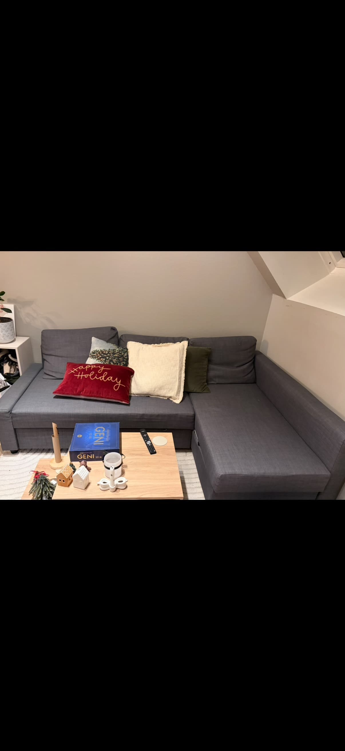 FRIHETEN corner sofa-bed with storage, Skiftebo dark grey