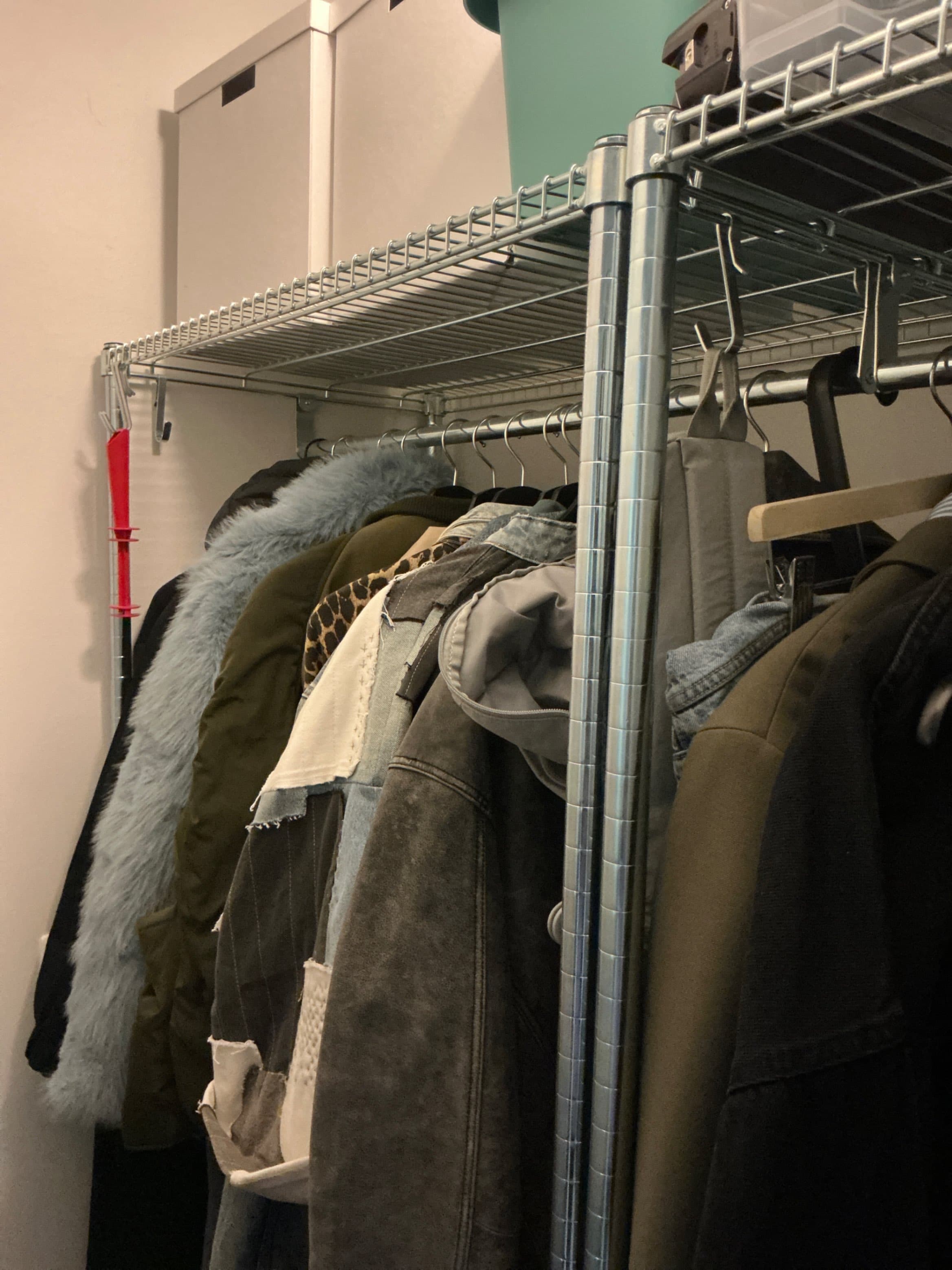 OMAR shelving unit with clothes rail, galvanised, 186x50x201 cm