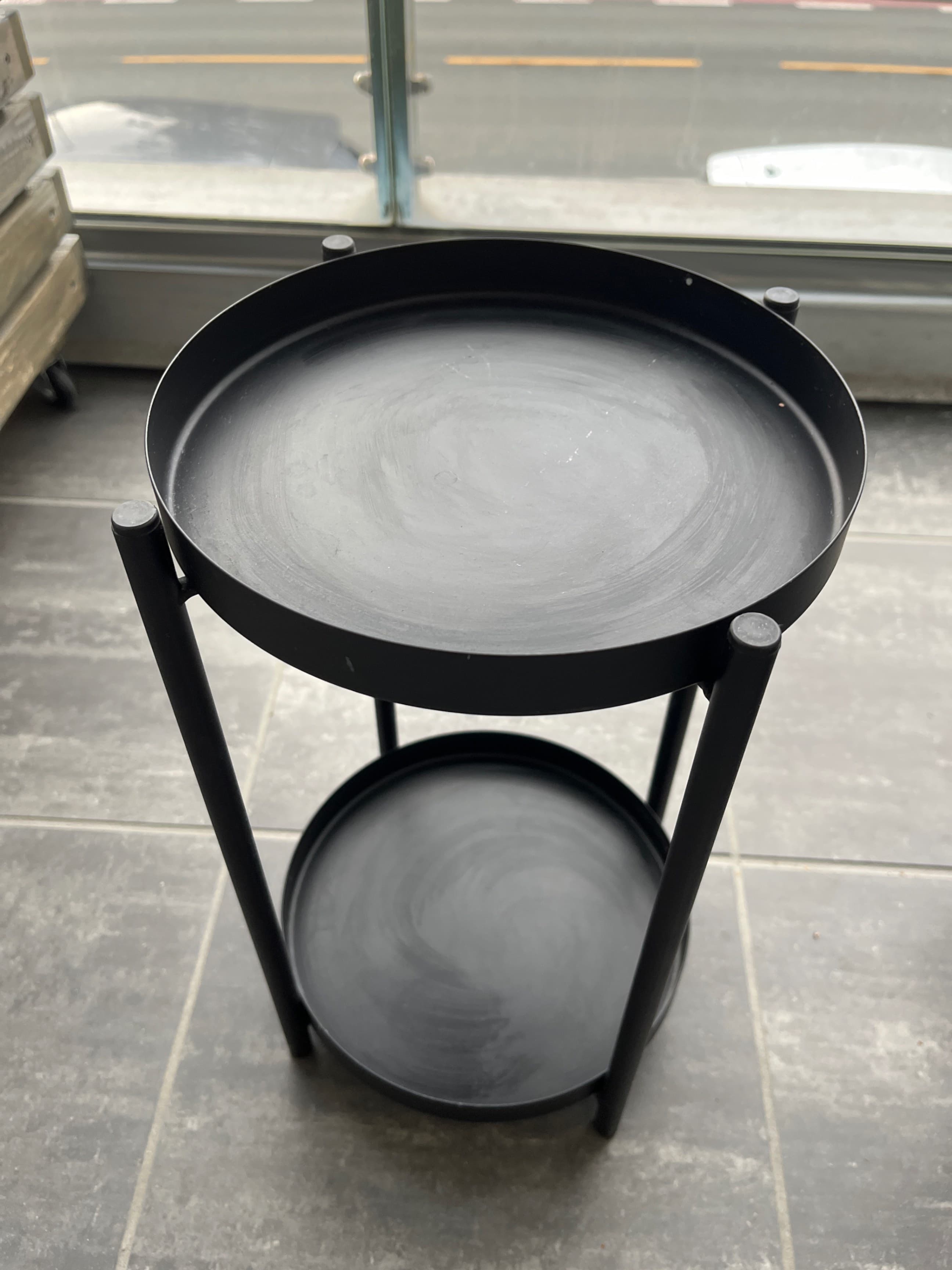 OLIVBLAD pidestall, inne/ute svart, 35 cm