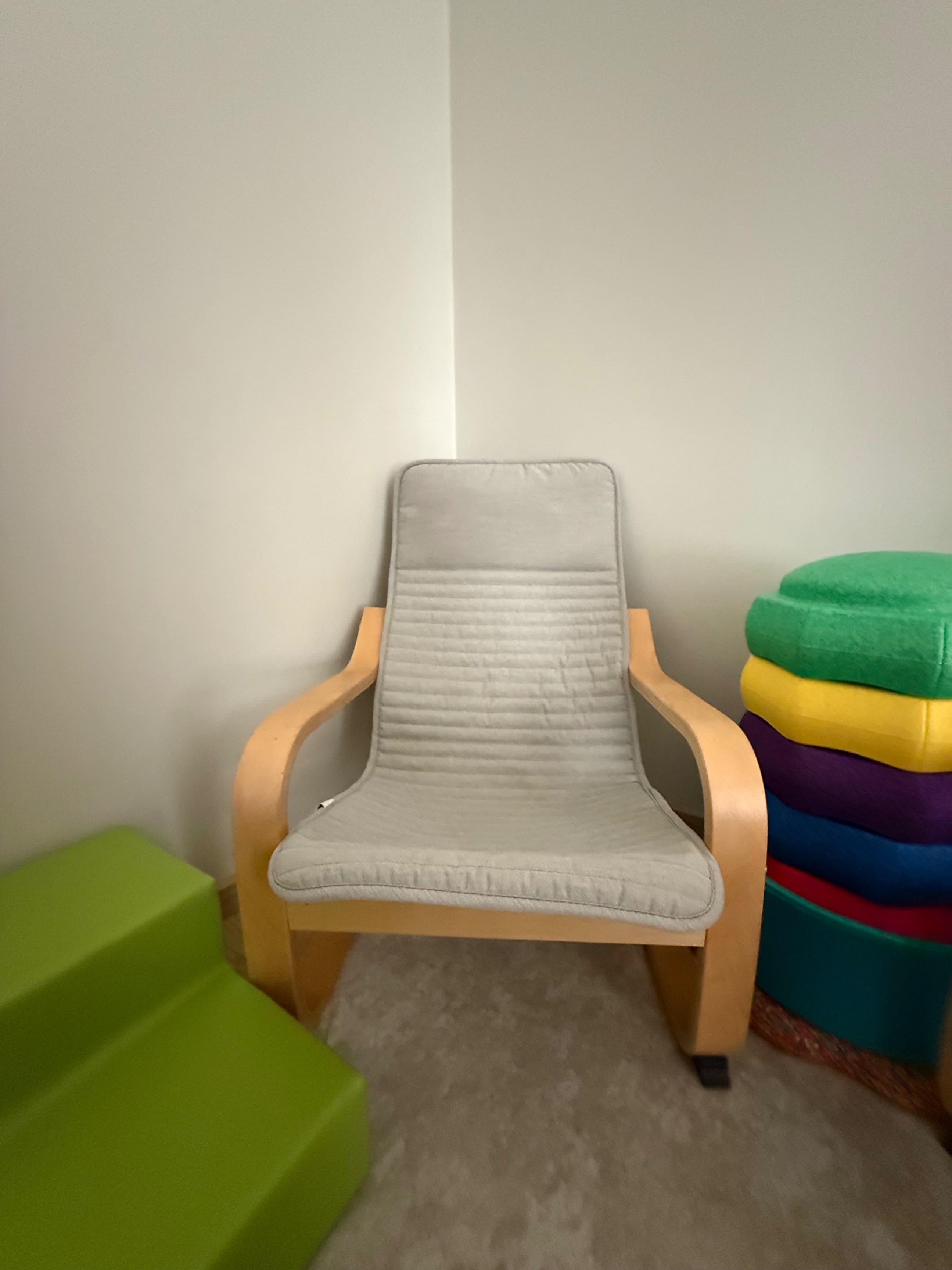 POÄNG children's armchair, birch veneer/Knisa light beige