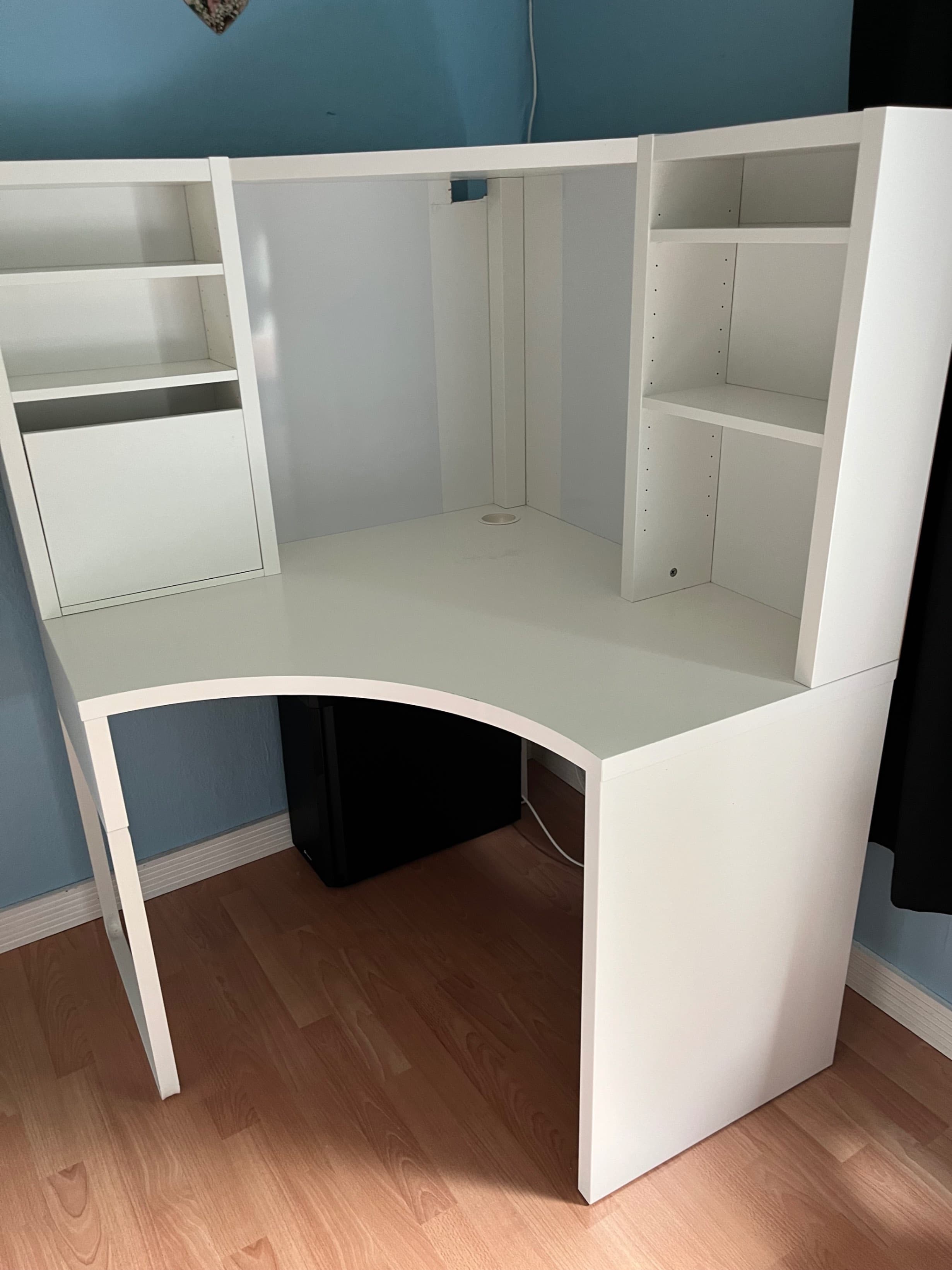 MICKE corner workstation, white, 100x142 cm