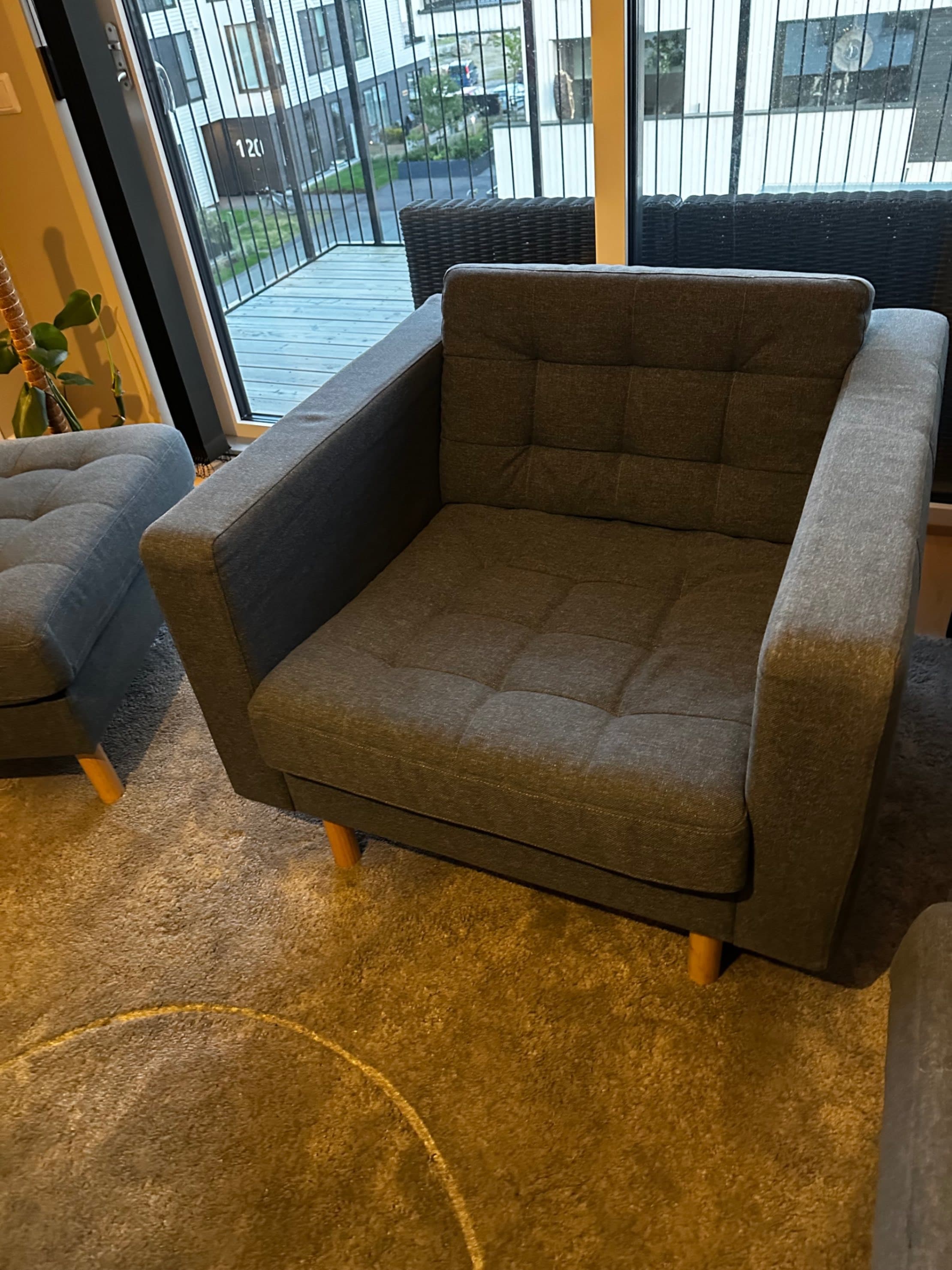 LANDSKRONA armchair, Gunnared blue/wood