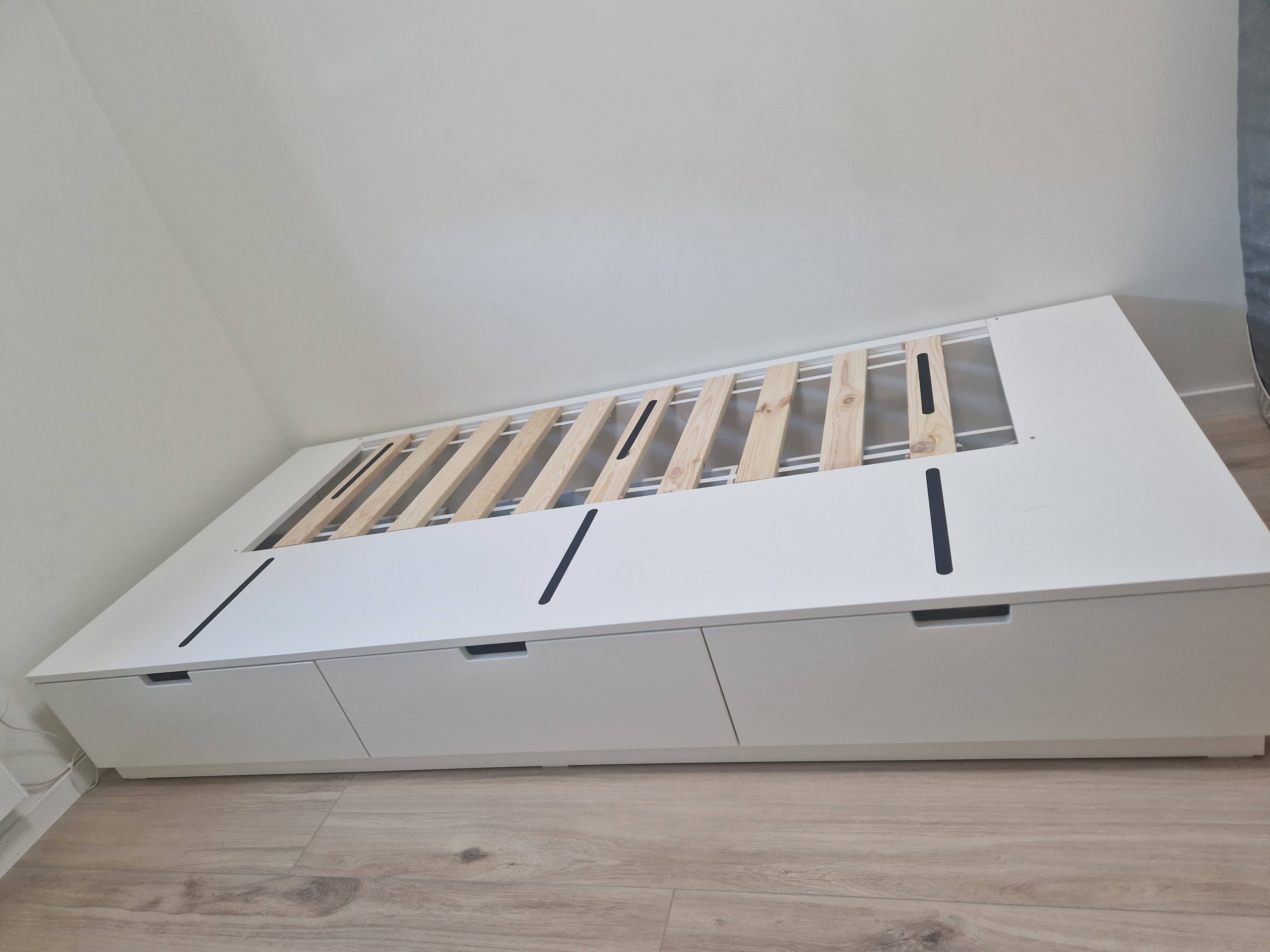 NORDLI Seng med skuffer, hvit, 90x200 cm