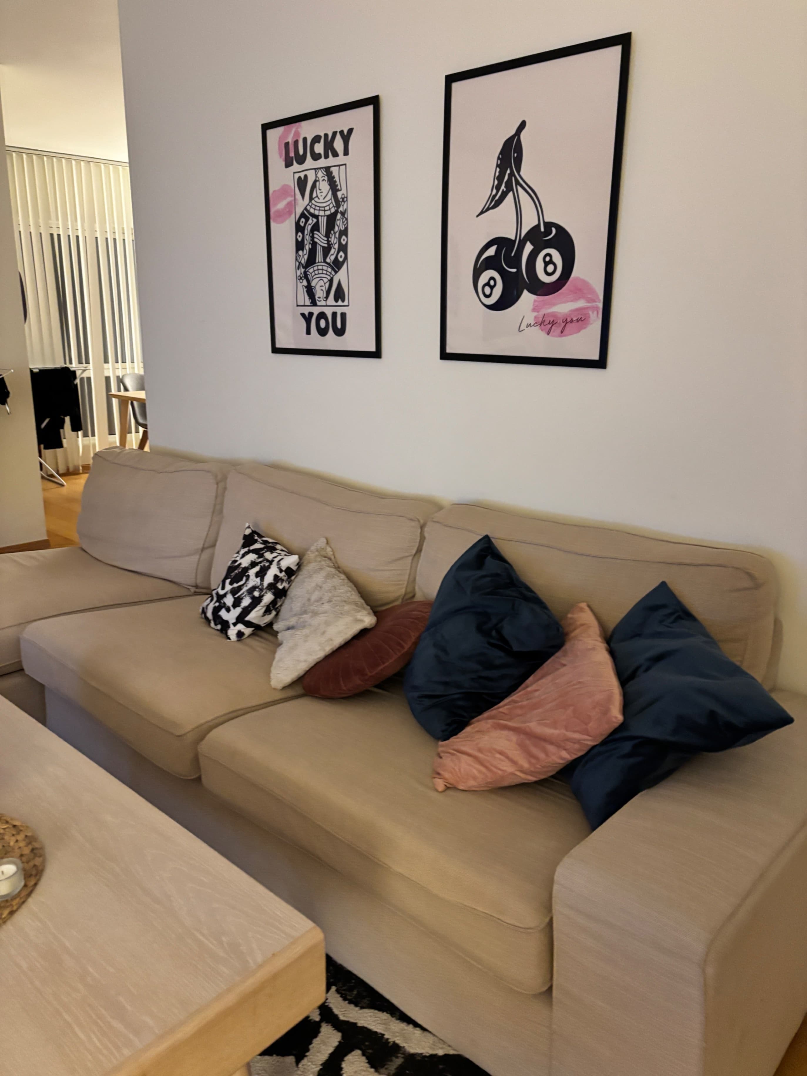 KIVIK 3-seat sofa with chaise longue, Gunnared beige