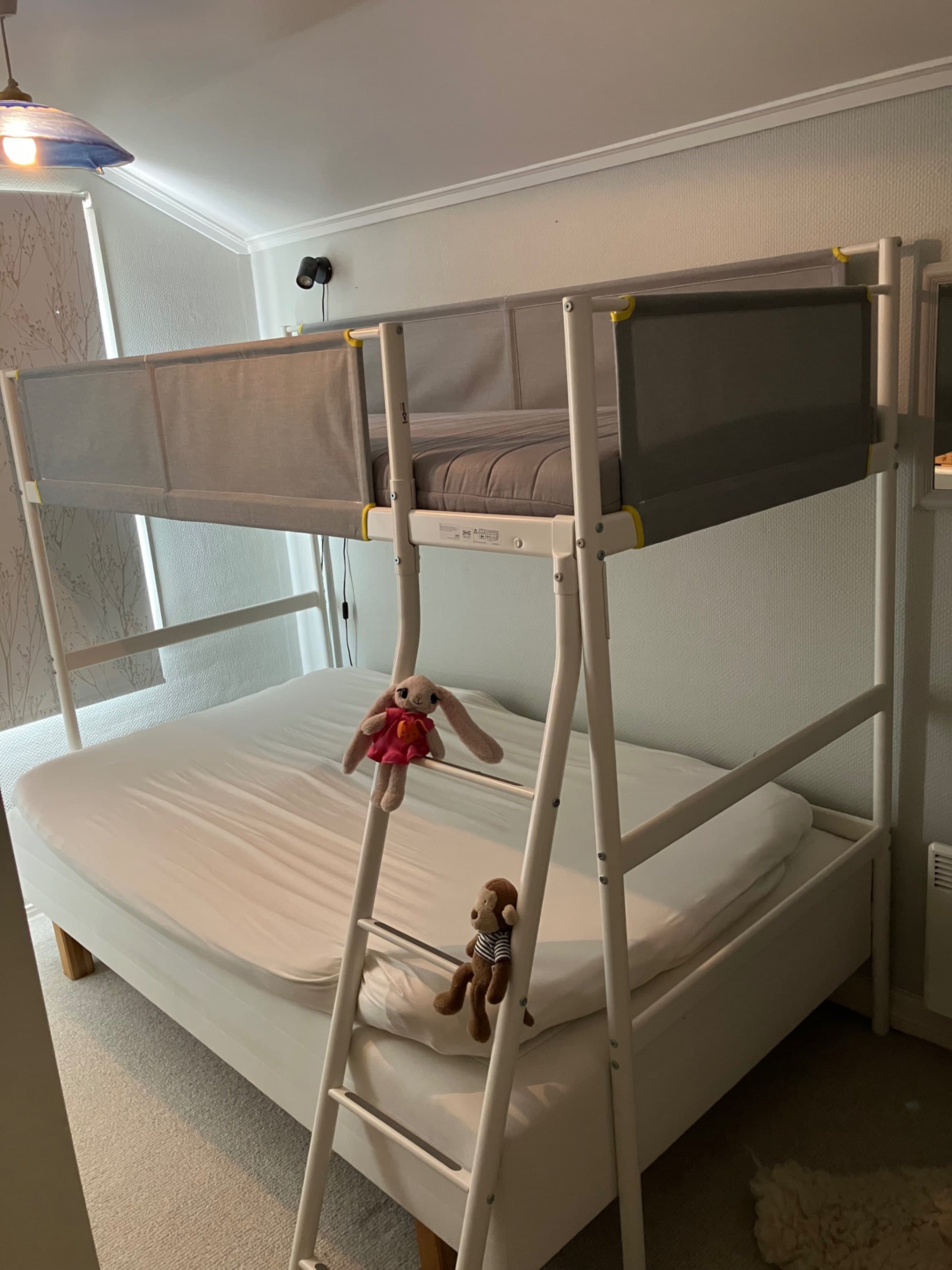 VITVAL loft bed frame, white/light grey, 90x200 cm