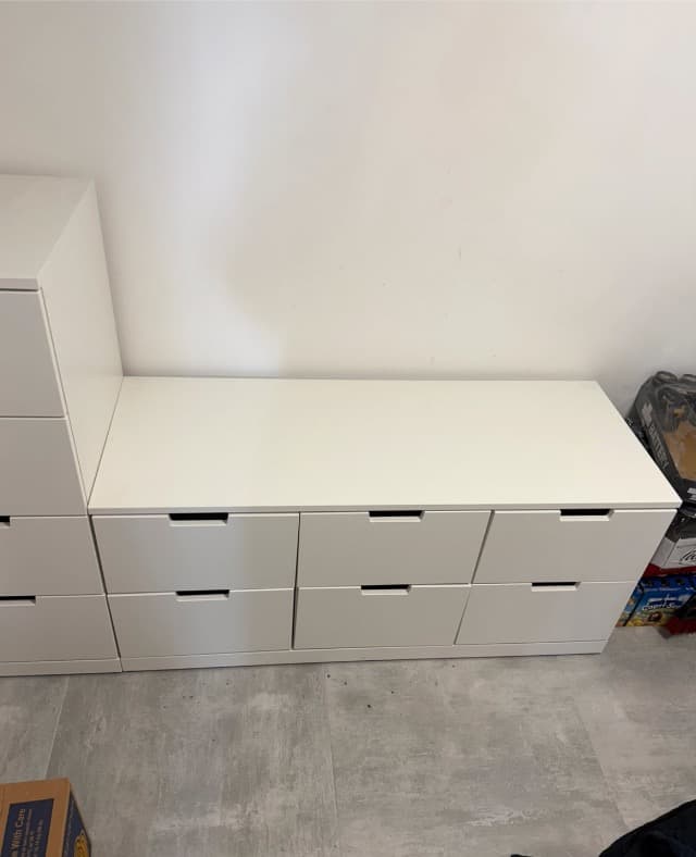 NORDLI kommode 6 skuffer, hvit, 120x54 cm