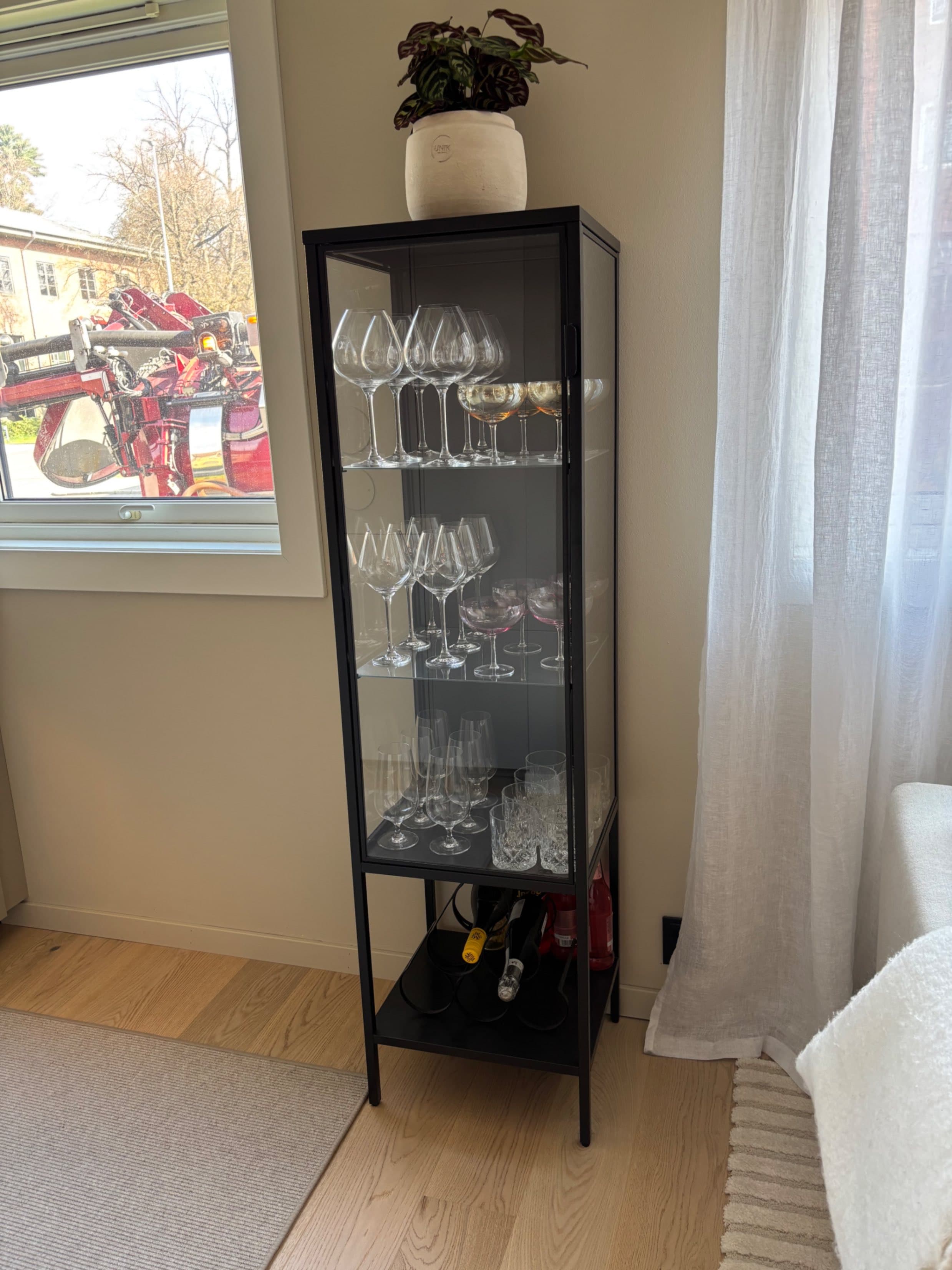 RUDSTA glass-door cabinet, anthracite, 42x37x155 cm