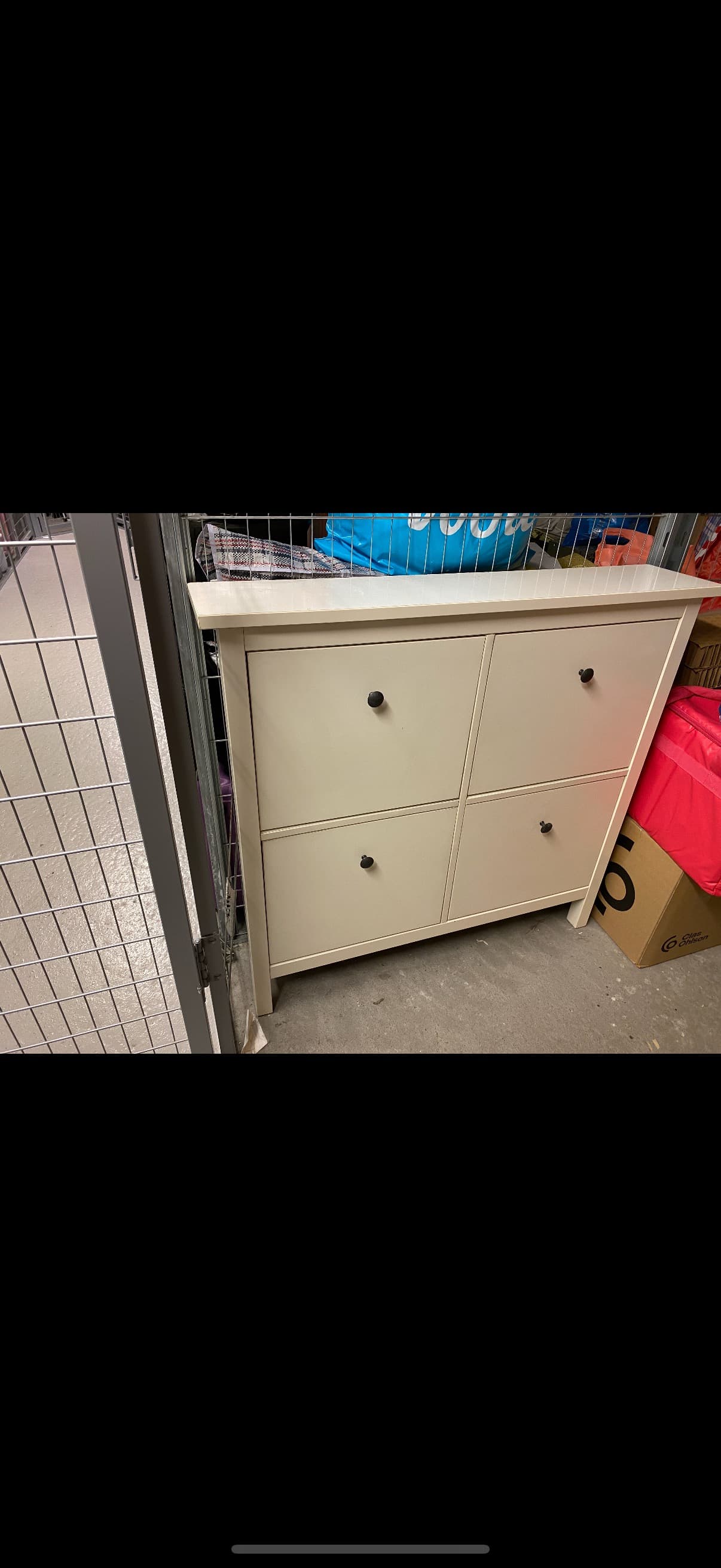 HEMNES shoe cabinet with 4 compartments, white, 107x22x101 cm