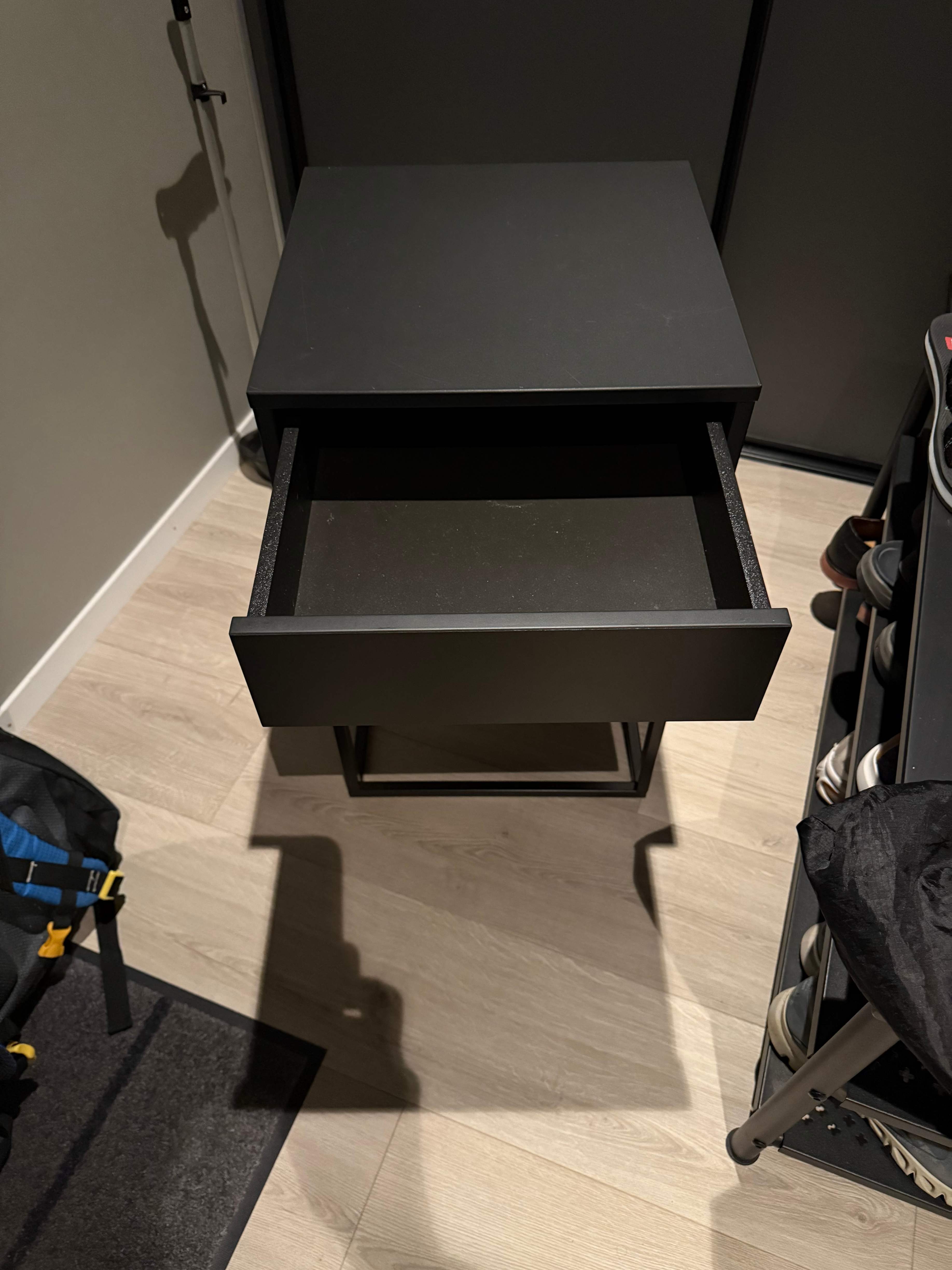 VIKHAMMER bedside table, black, 40x39 cm