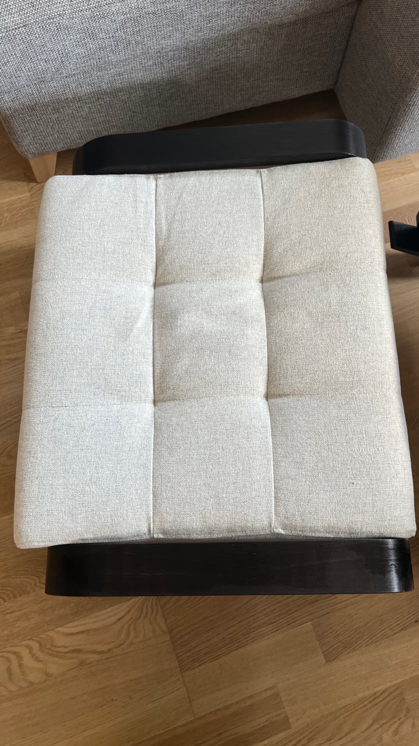 POÄNG footstool, black-brown/Gunnared beige