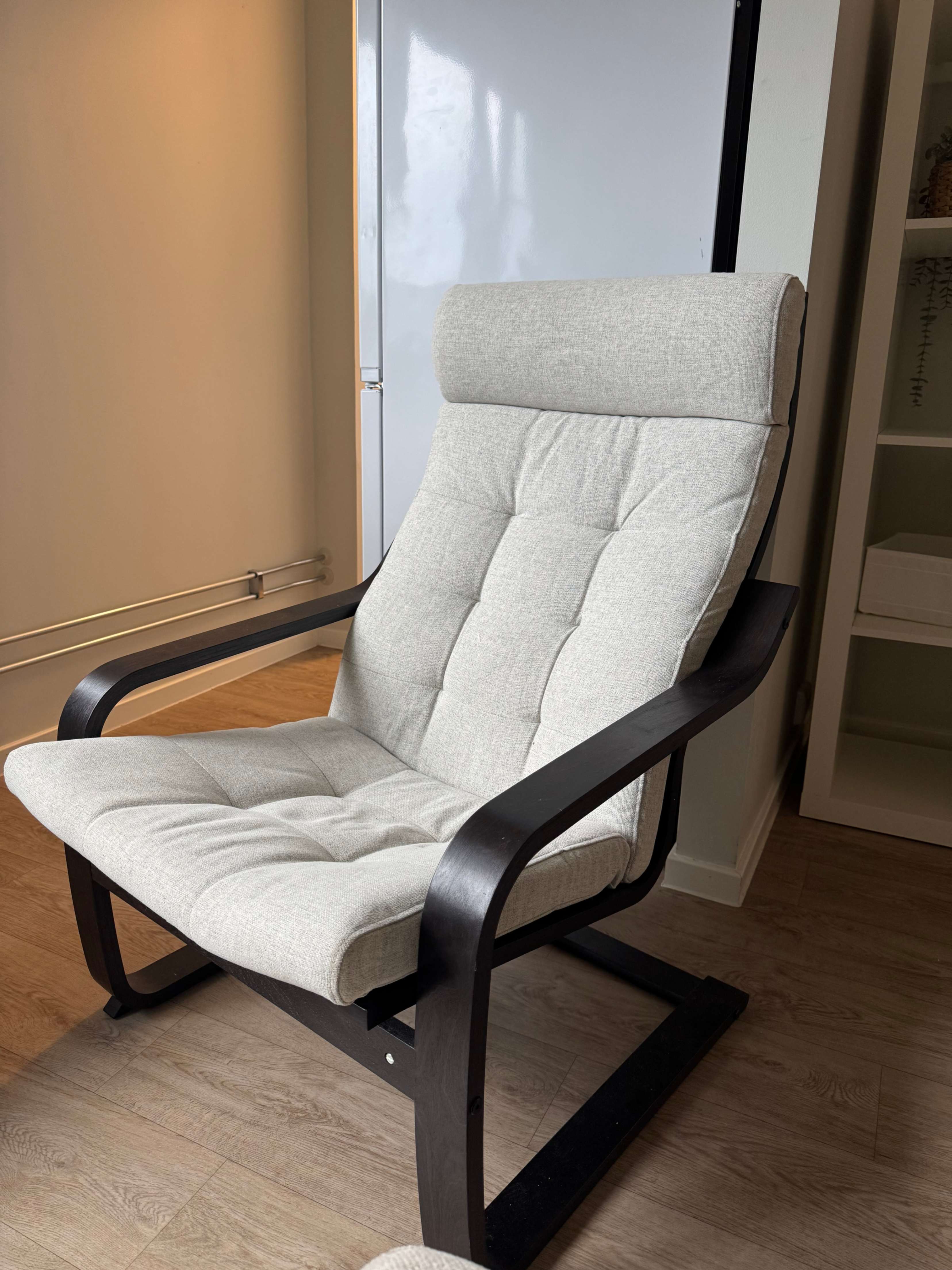 POÄNG armchair, black-brown/Gunnared beige