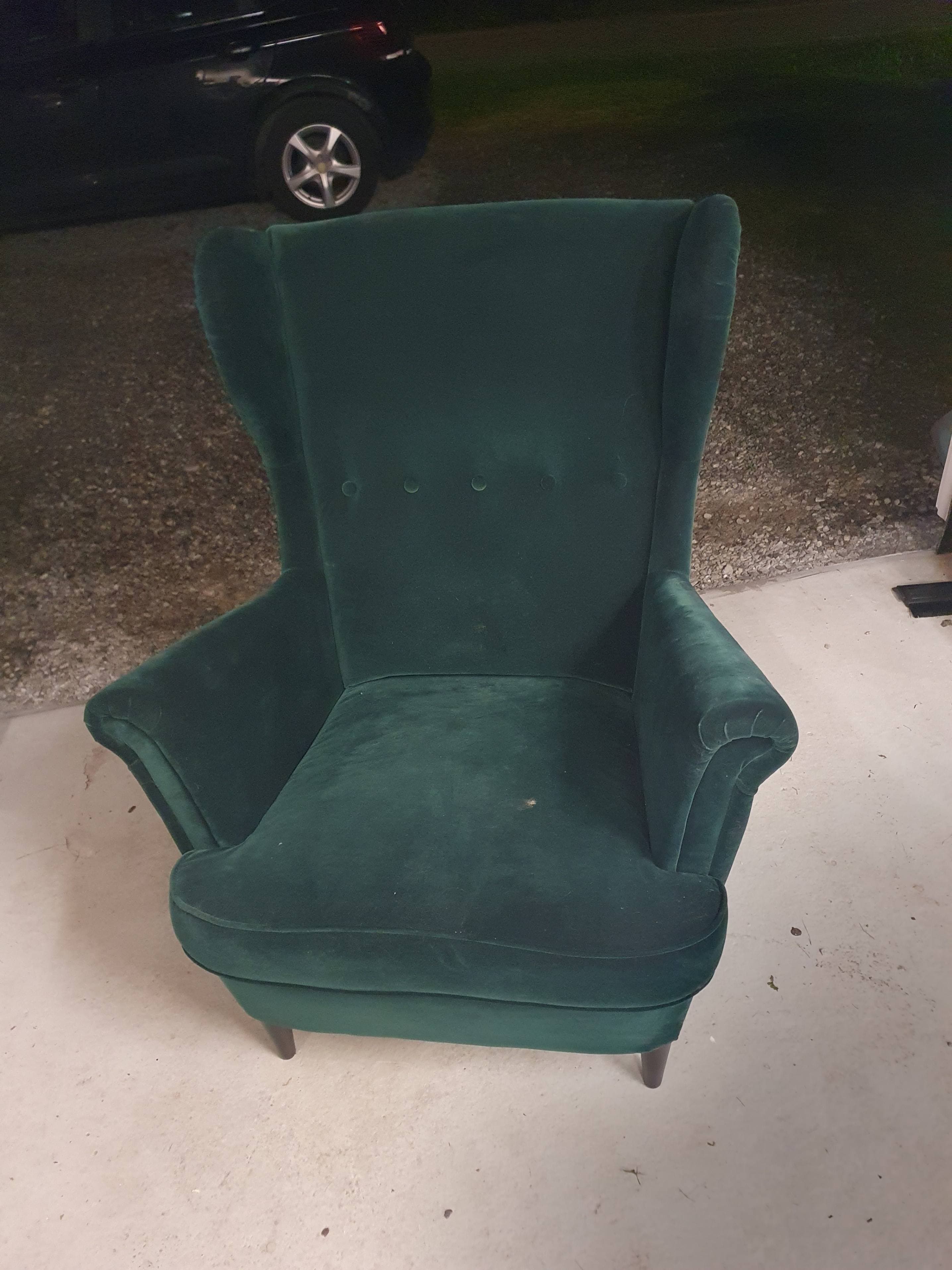 STRANDMON wing chair, Djuparp dark green