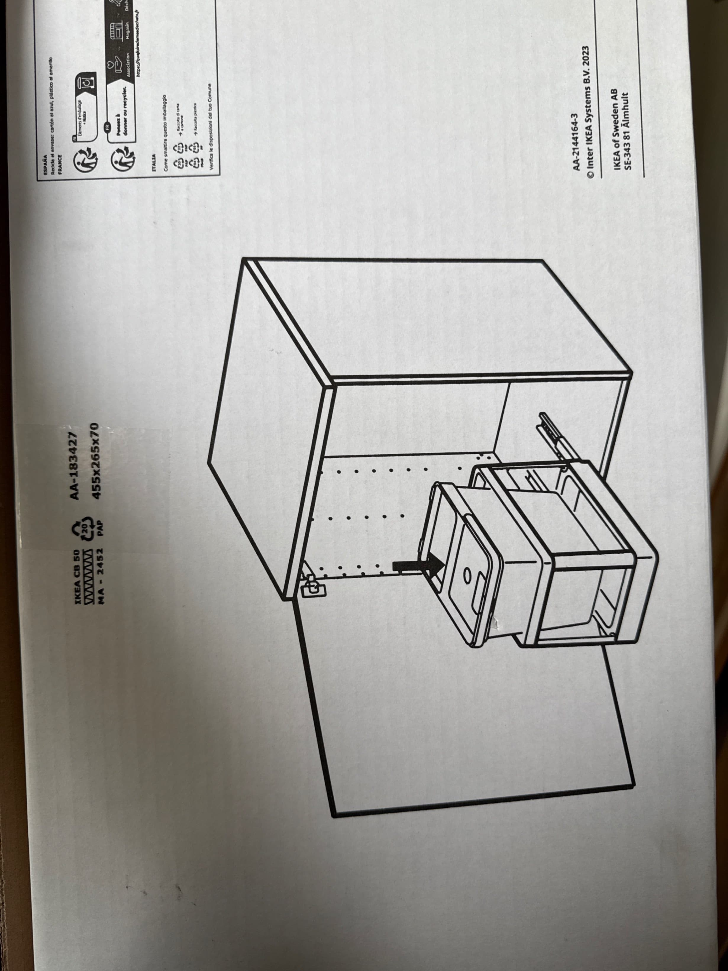 HÅLLBAR pull-out frame for waste sorting, light grey