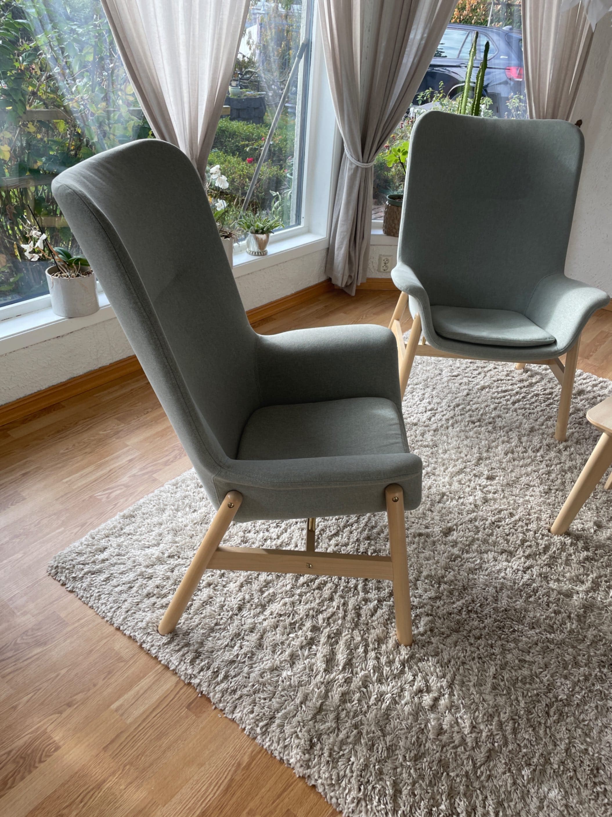 VEDBO high-back armchair, Gunnared light green