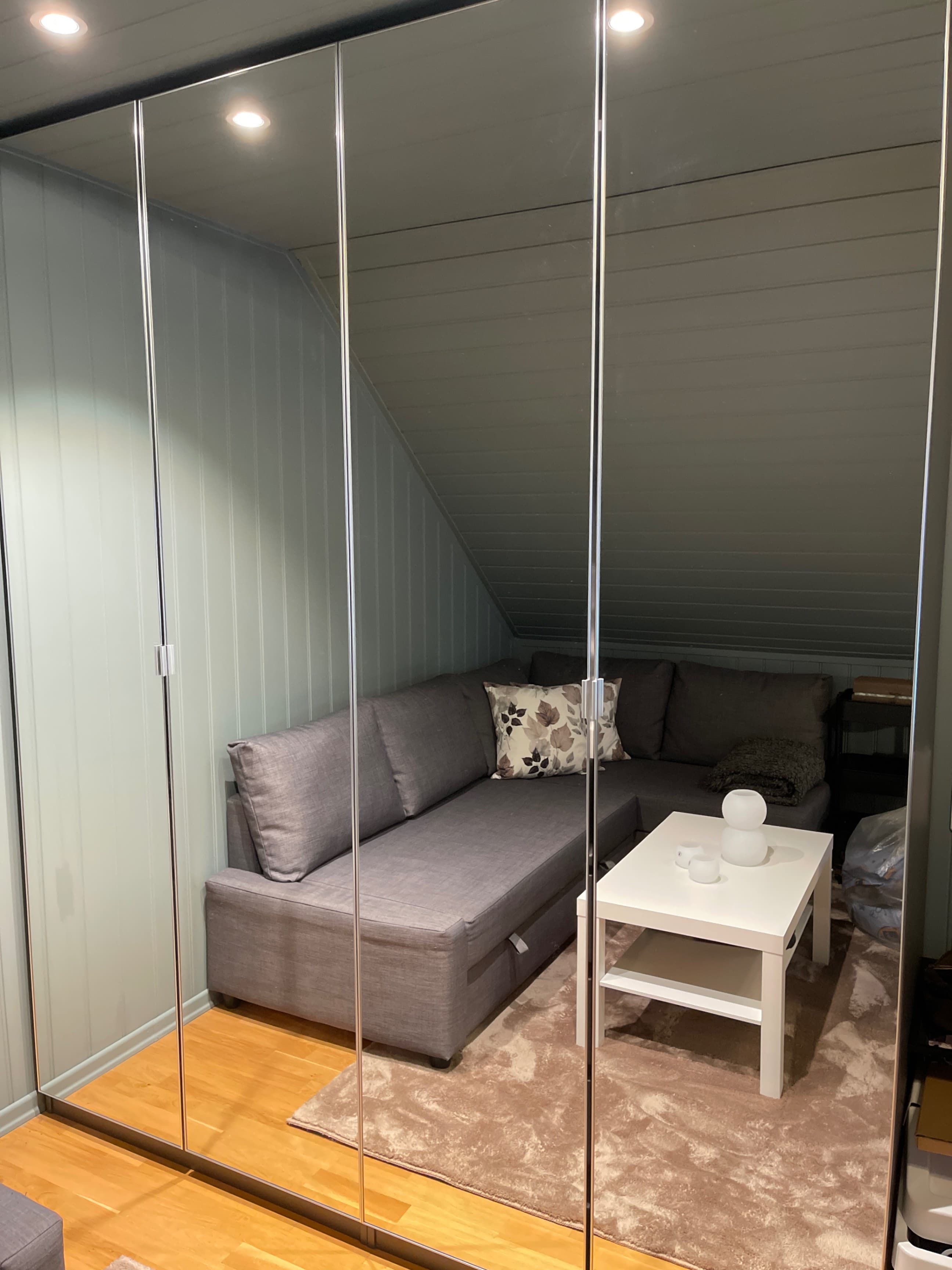 ÅHEIM door with hinges, mirror glass, 50x229 cm