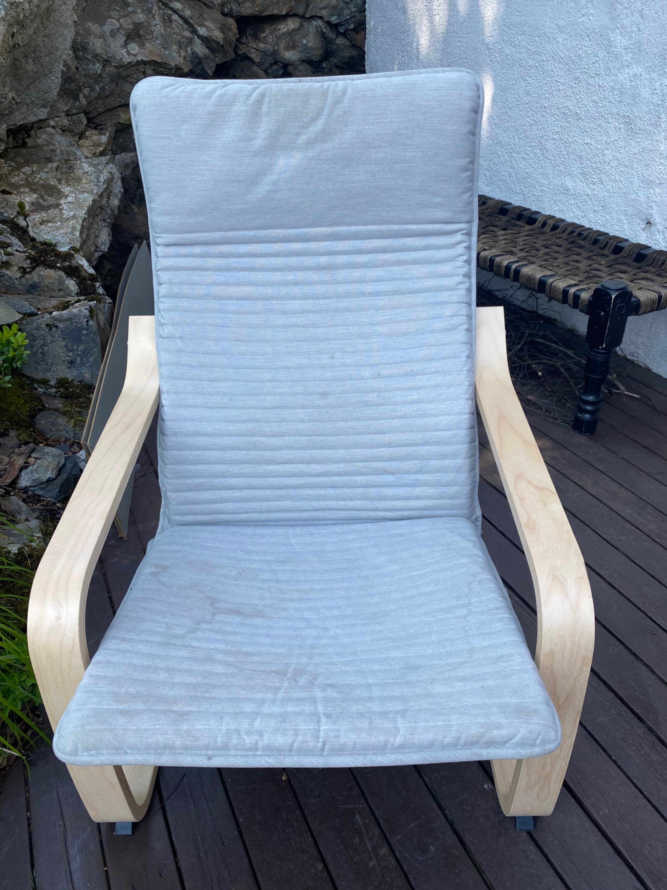 POÄNG children's armchair, birch veneer/Knisa light beige