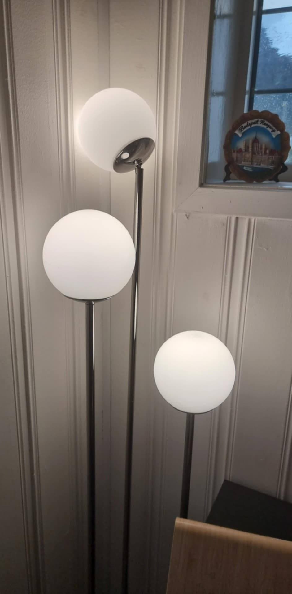 SIMRISHAMN floor lamp, chrome-plated/opal white glass
