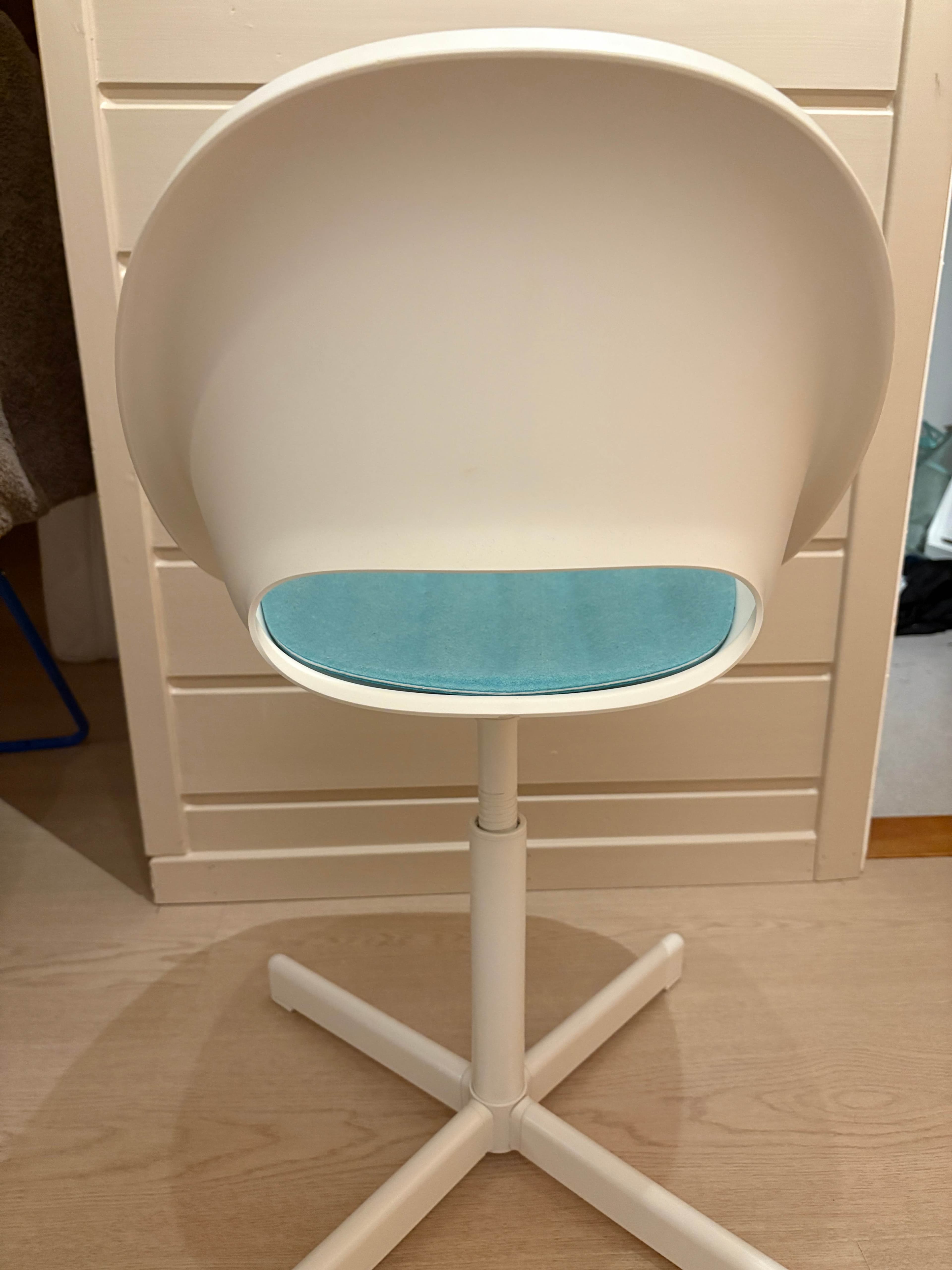 LOBERGET / SIBBEN children’s desk chair with pad, white/turquoise