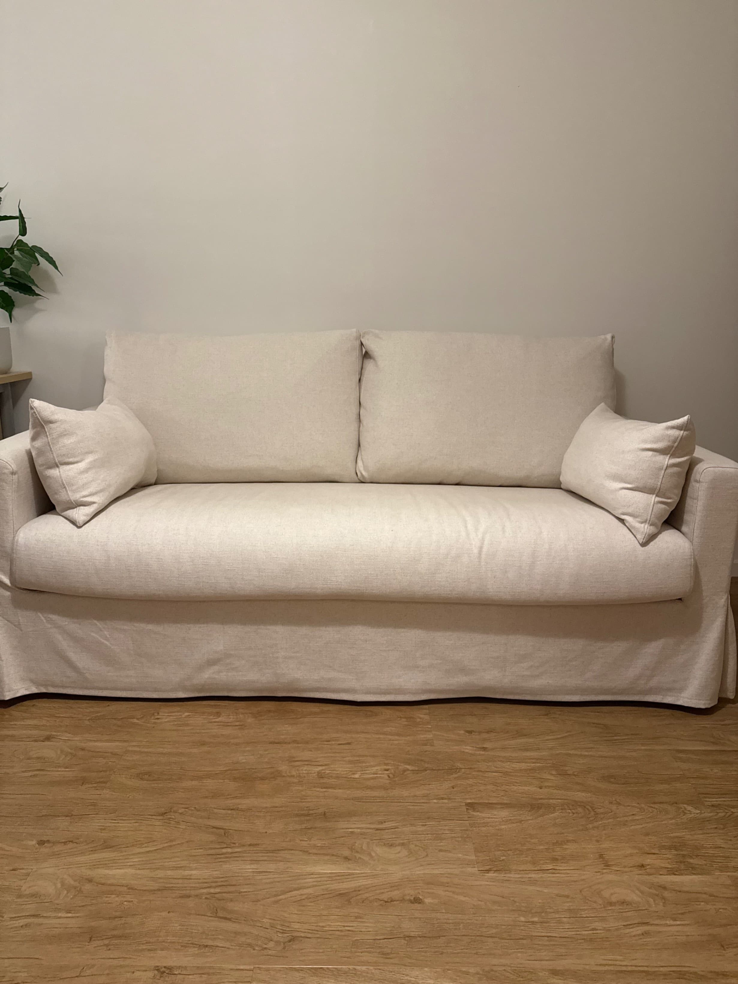 HYLTARP 2-seat sofa-bed, Gransel natural
