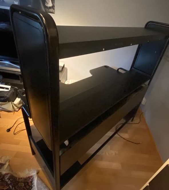 FREDDE gaming desk, black, 140/185x74x146 cm