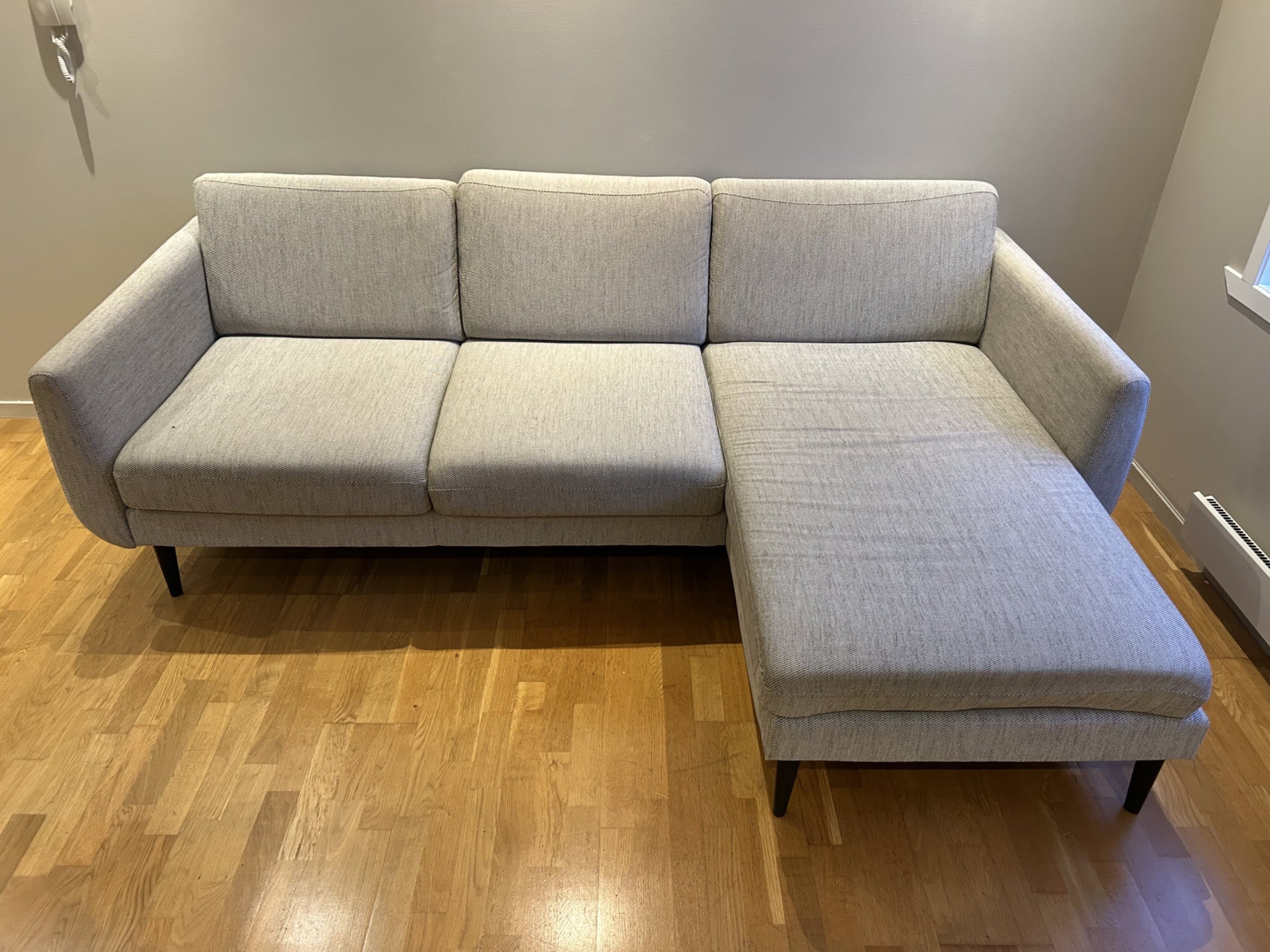 SMEDSTORP 3-seat sofa with chaise longue, Viarp beige/brown/black