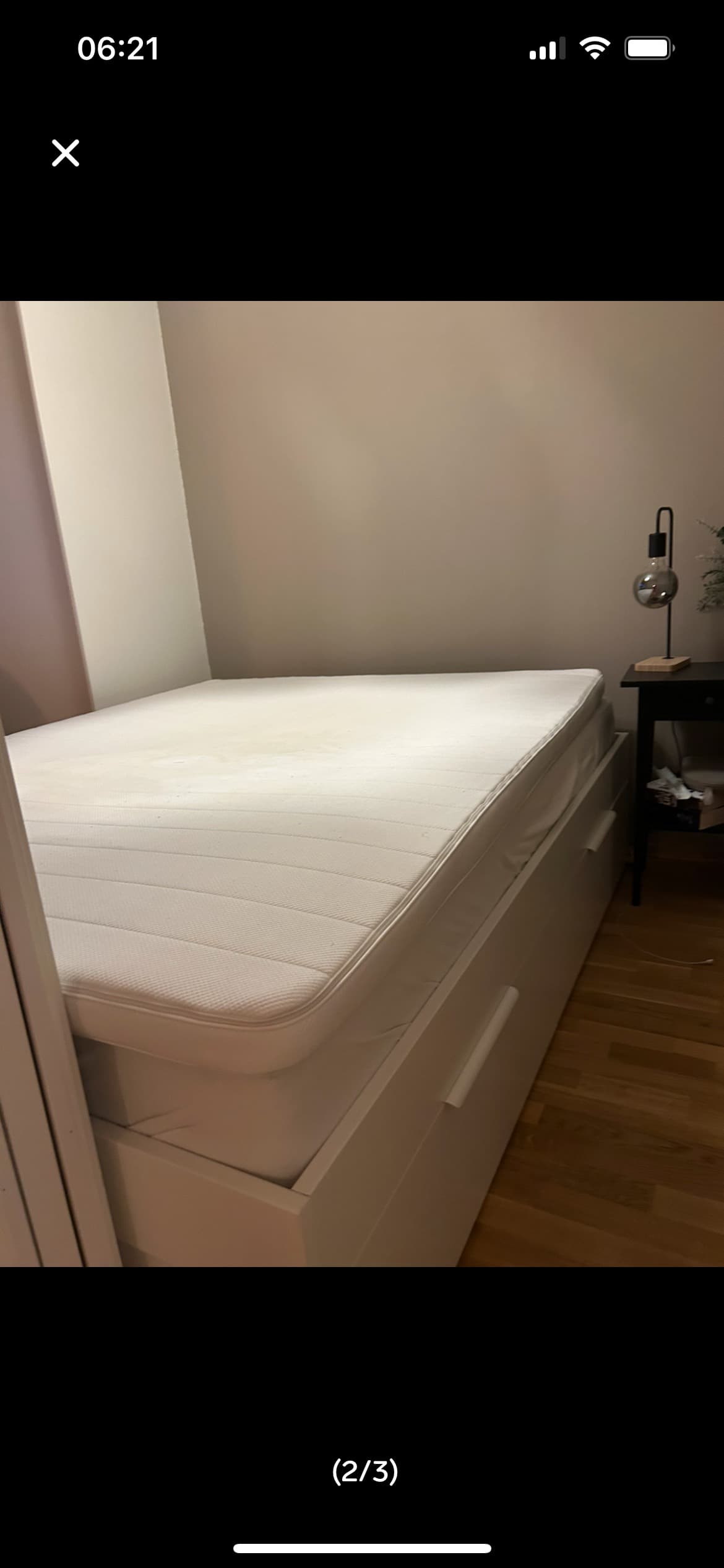 BRIMNES bed frame with storage, white/Lönset, 160x200 cm