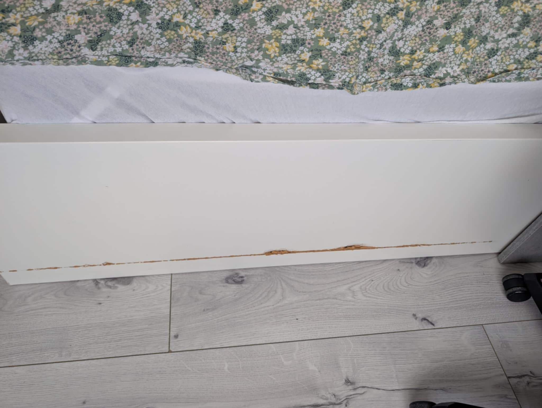 MALM bed frame, high, w 2 storage boxes, white/Luröy, 140x200 cm